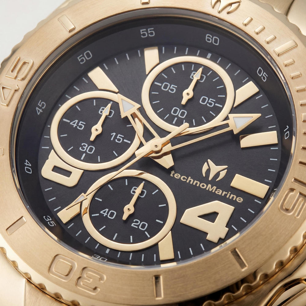 Reloj unisex TechnoMarine Cruise TM-124030 de cuarzo, acero inoxidable, dorado y negro, esfera negra de 43 mm