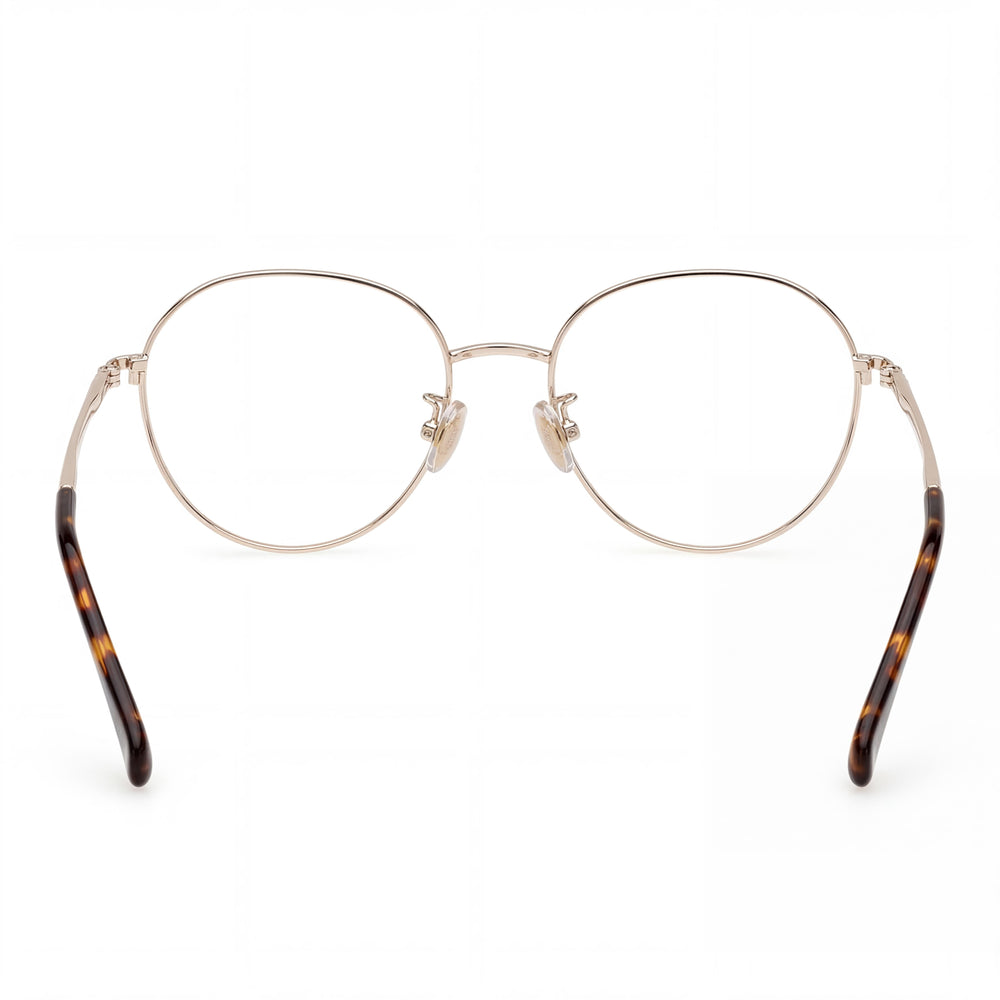 MaxMara Modern Women's Eyeglasses with Metal Full Rim Frame in Pale Gold Dark Havana Lens Width 54mm