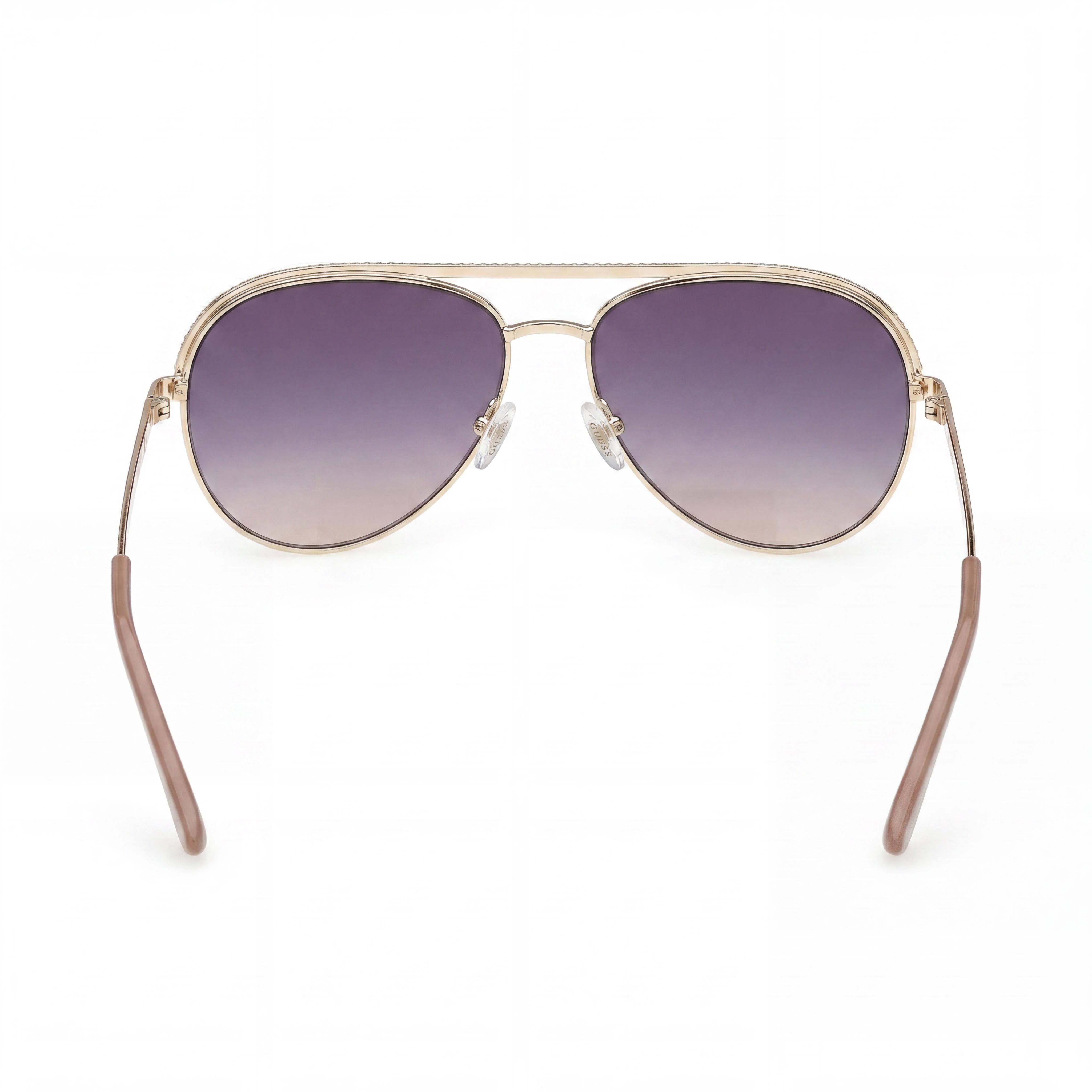 GUESS Casual Women's Sunglasses Shiny Pale Gold Plastic Frame Smoked Gradient Lenses UV 400 60mm, Photo 4