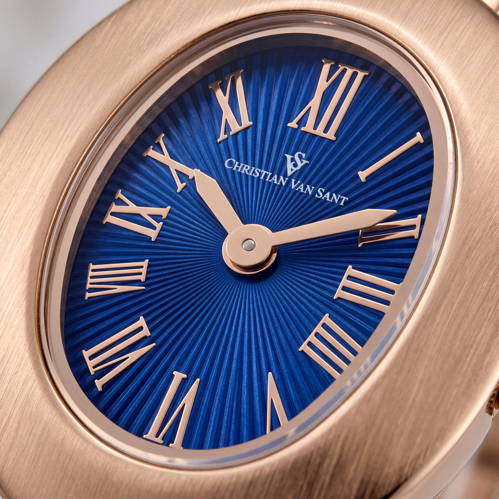 Reloj de cuarzo Christian Van Sant Anora CV4341 para mujer con esfera azul, caja y correa de acero inoxidable