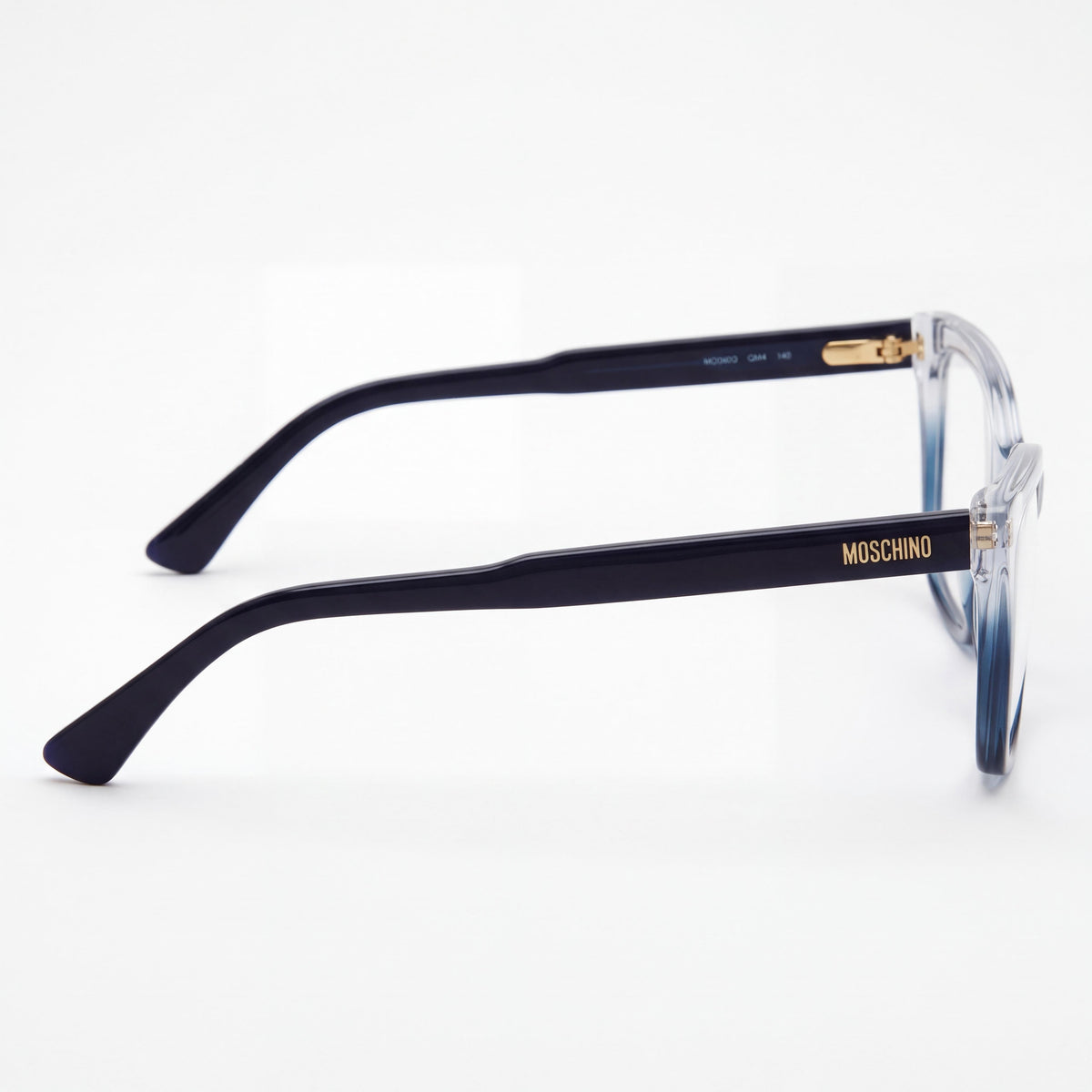 Gafas graduadas unisex Moschino MOS603 Trendy de acetato estilo ojo de gato, azul cristal, 52 mm, Photo 3