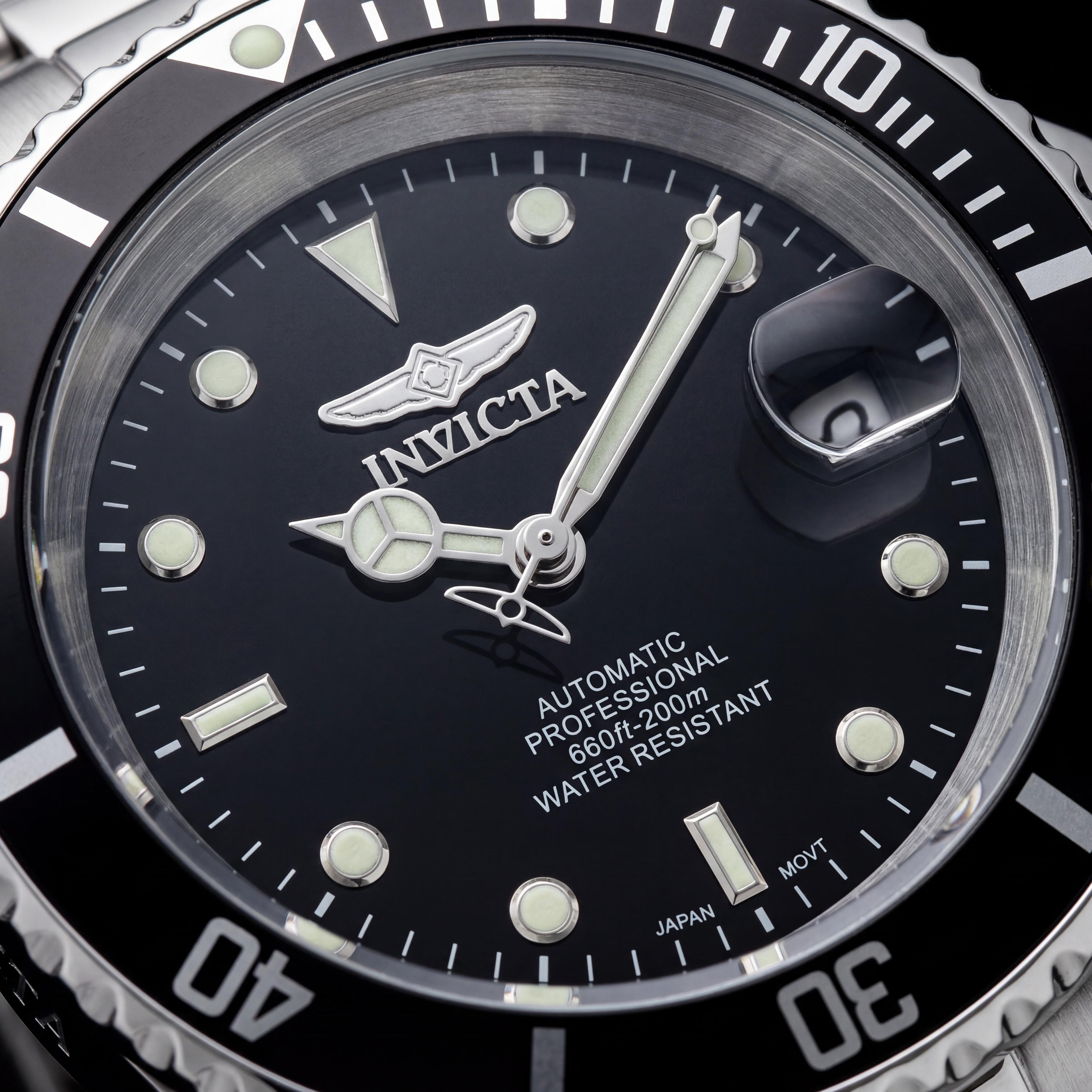 Invicta Pro Diver Unisex Mechanical Automatic Watch, Black Silver, Chronograph, Water Resistant 200M, 40mm Case, Photo 2