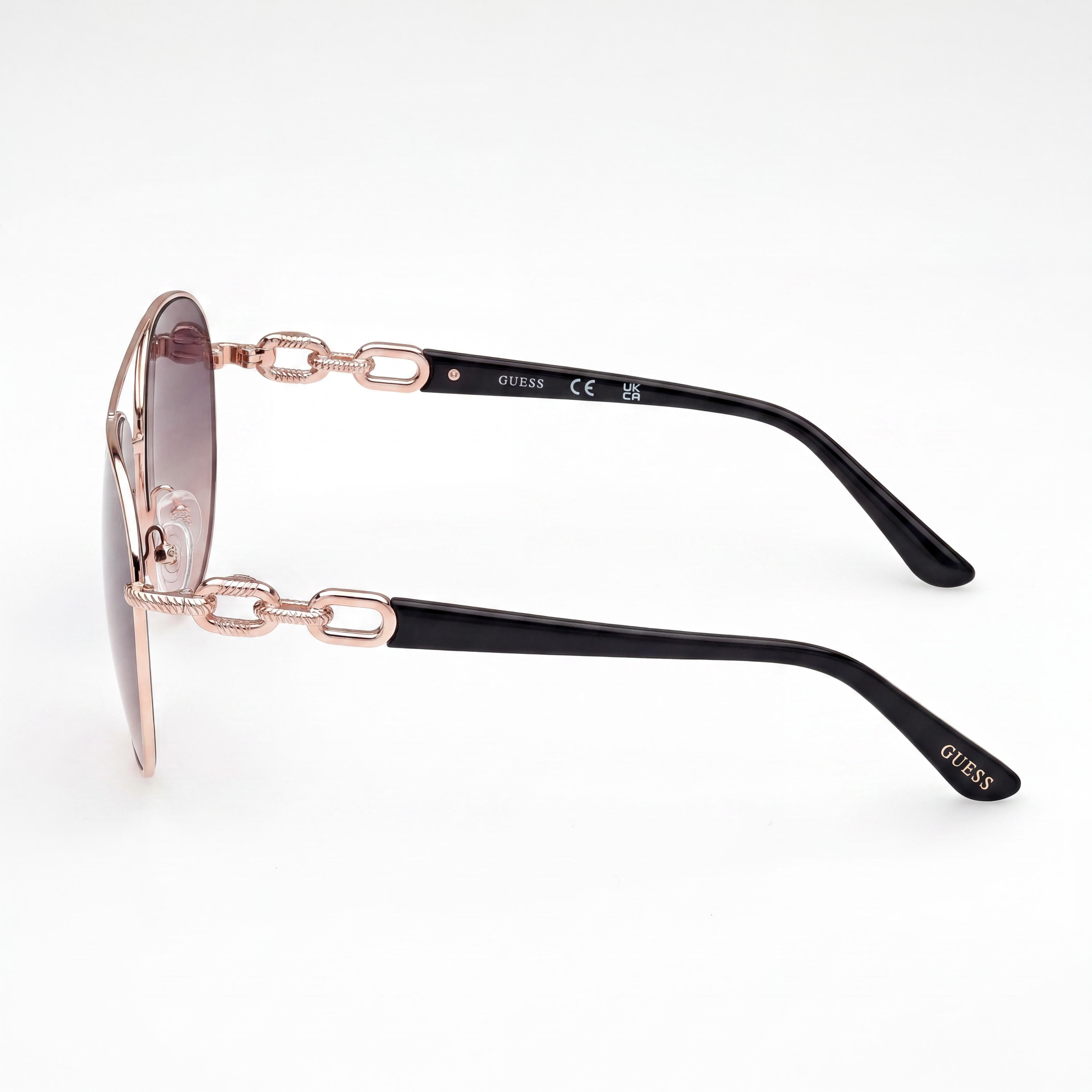 Gafas de sol Guess Aviator de metal para mujer, montura oro rosa, degradado, ahumado, protección UV, 61 mm, Photo 3
