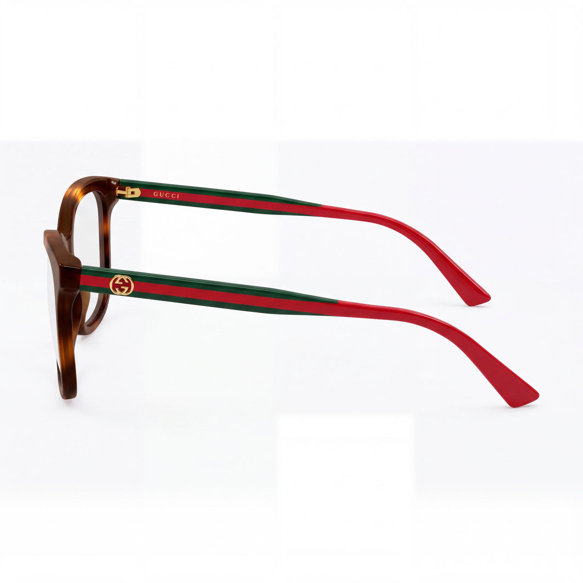Gucci 2117o-002 Unisex Classic Acetate Eyeglasses Havana Transparent Green Multicolor Lens 54-17-145mm, Photo 3