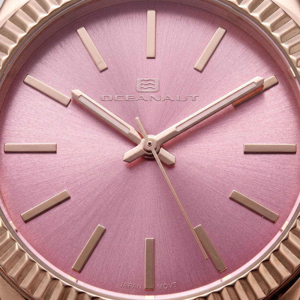 Oceanaut OC7413 Women's Quartz Movement Watch with Pink Dial, Stainless Steel Bracelet, Water Resistant, 38mm