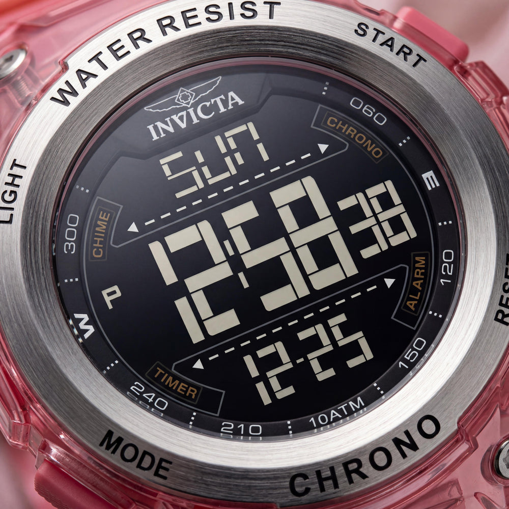 Invicta Racing 49045 Reloj unisex de correa impermeable de 10 bares, digital, con esfera negra y caja de plástico de 52 mm