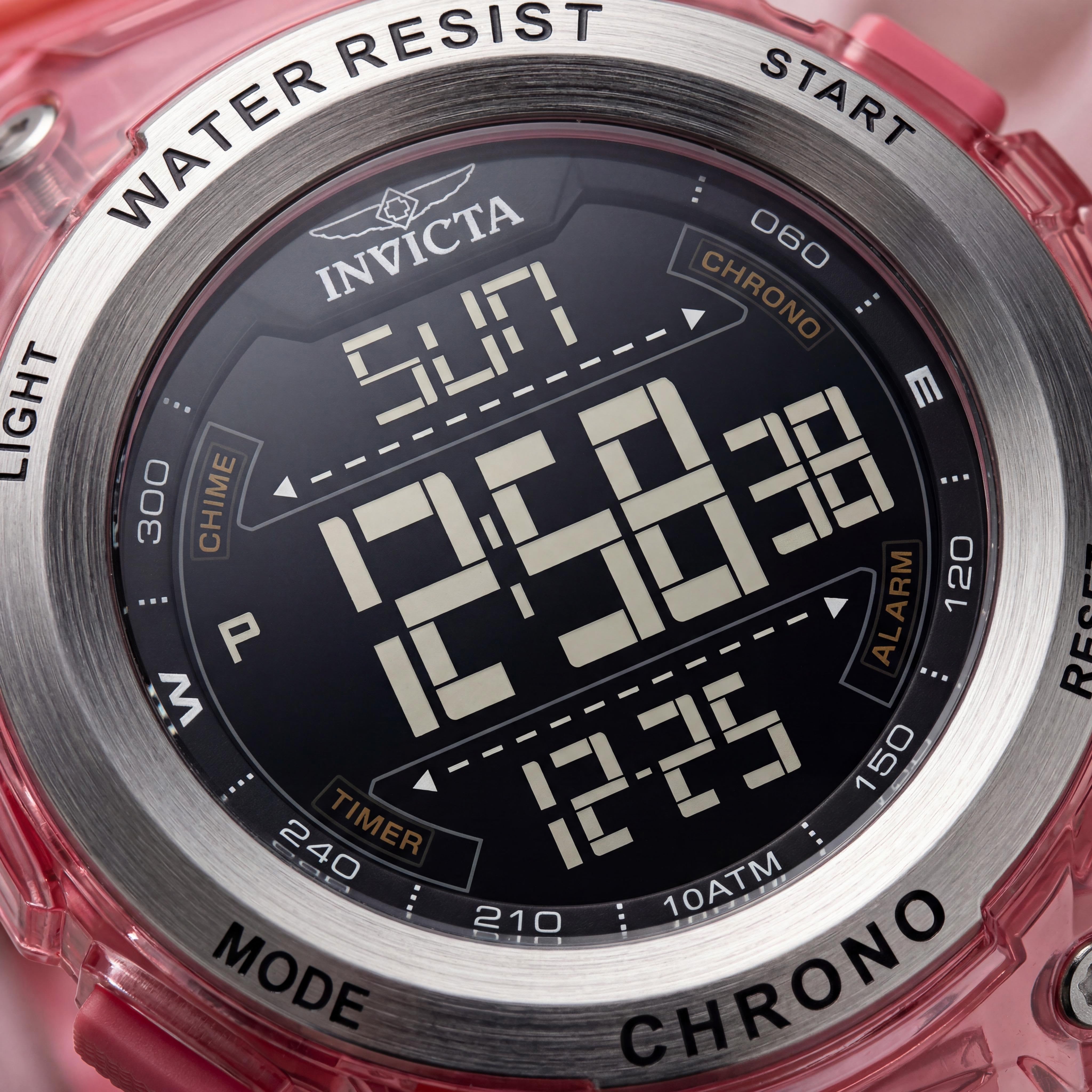 Invicta Racing 49045 Unisex 52mm Plastic Case Black Dial Digital 10 Bar Waterproof Strap Watch, Photo 2