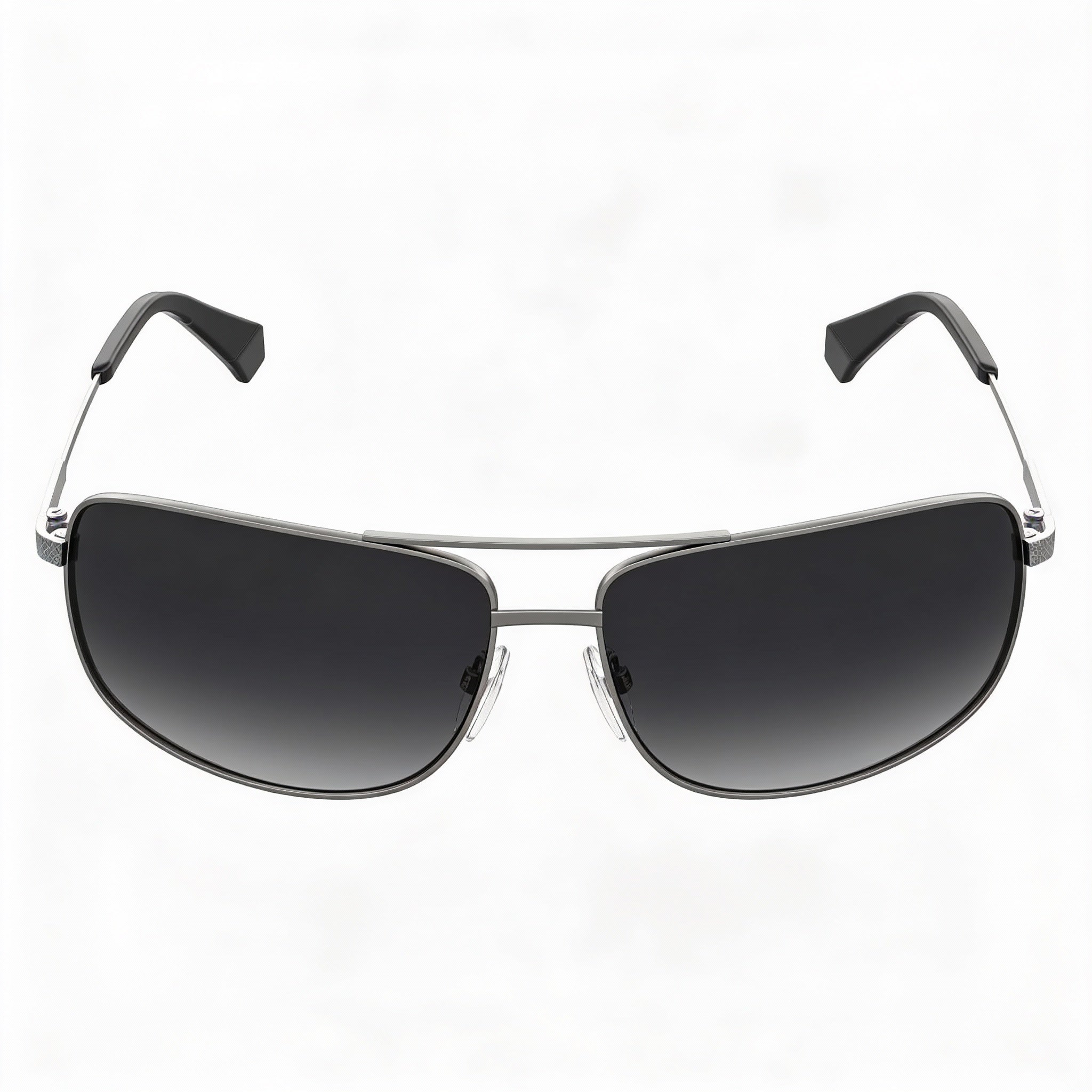 Polaroid Men's Rectangular Polarized UV Stainless Steel Sunglasses, Semi Matte Ruthenium Frame, Gray Lens, 63-14-130mm, Photo 4