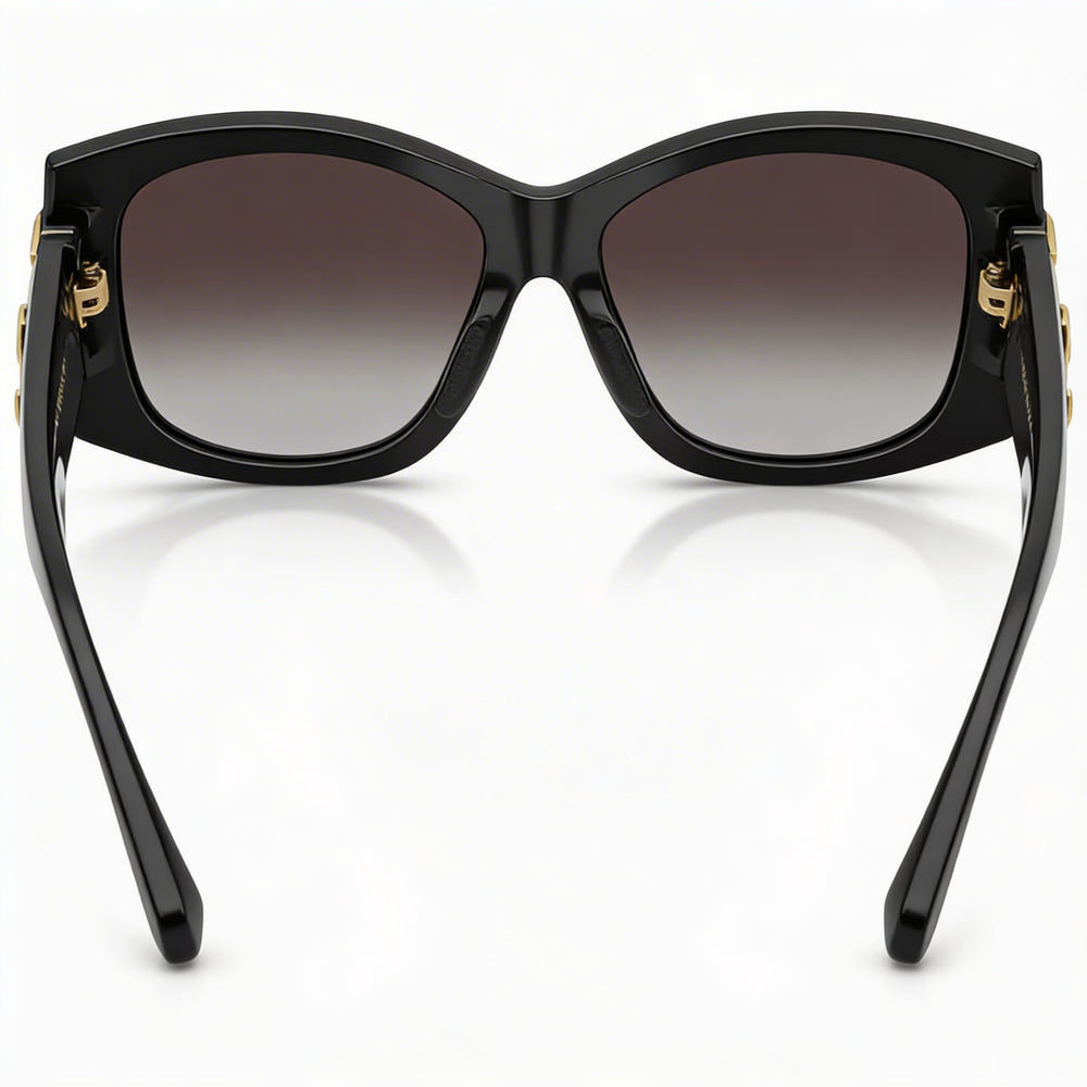 Gafas de sol rectangulares de acetato Dolce & Gabbana para mujer, 100 % protección UV, montura negra, lentes grises degradadas de 54 mm