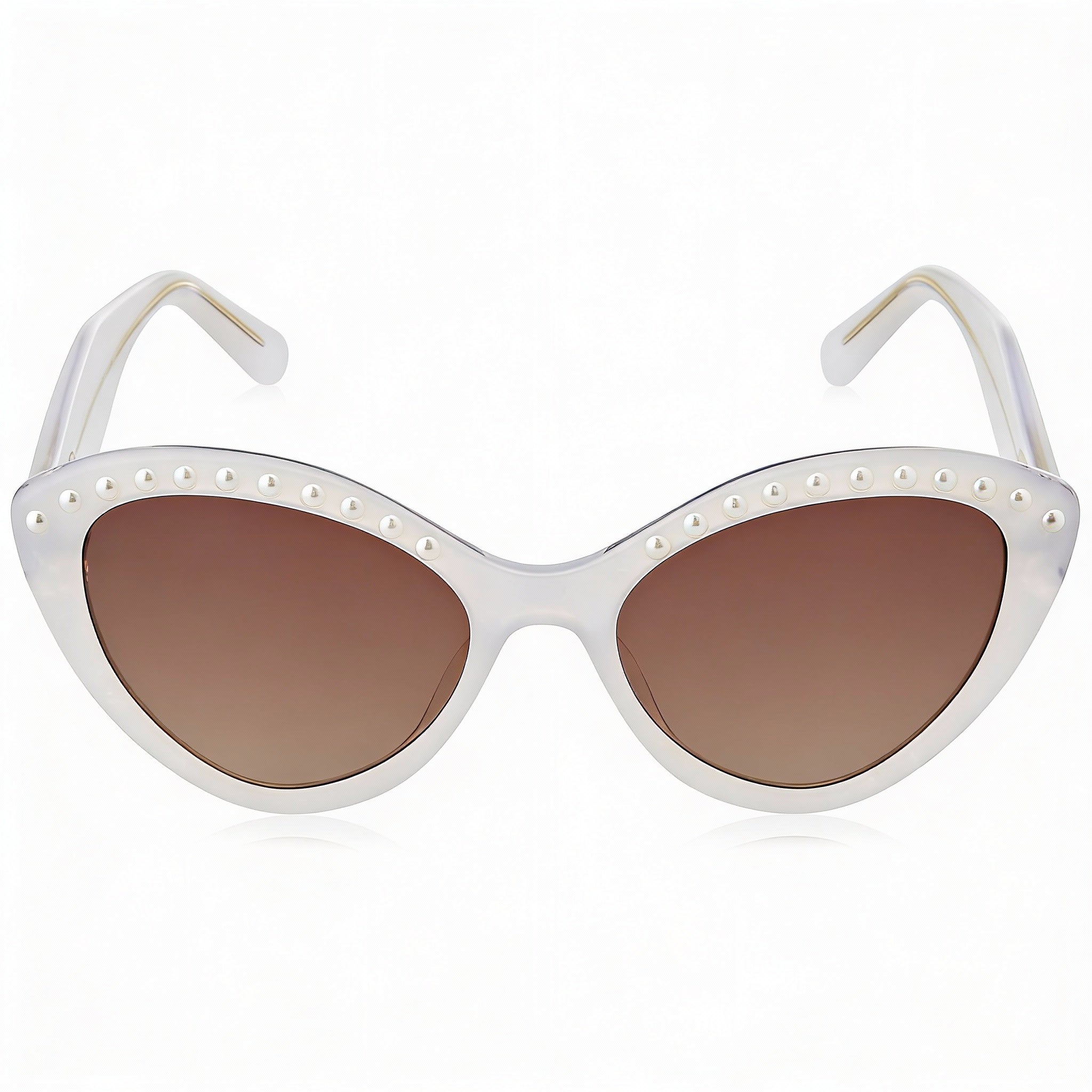 Kate Spade New York JUNI/G/S PEARL Women's White Brown Acetate Sunglasses, Brown Shaded, UV Protected, 55mm, Photo 3