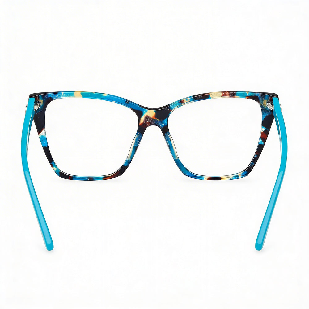 GUESS Gu50235 Women's Turquoise Havana Plastic Frame Optical Eyeglasses with Transparent Polycarbonate Lenses 52mm