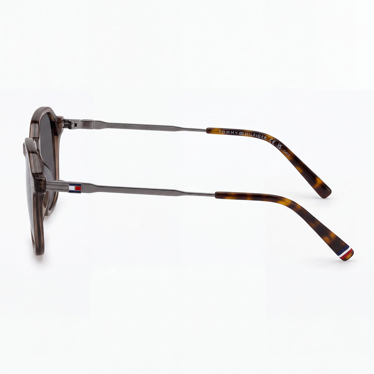 Gafas de sol Tommy Hilfiger de mujer contemporáneas con montura de metal marrón, lentes marrones no polarizadas y 100% protección UV de 53mm, Photo 2