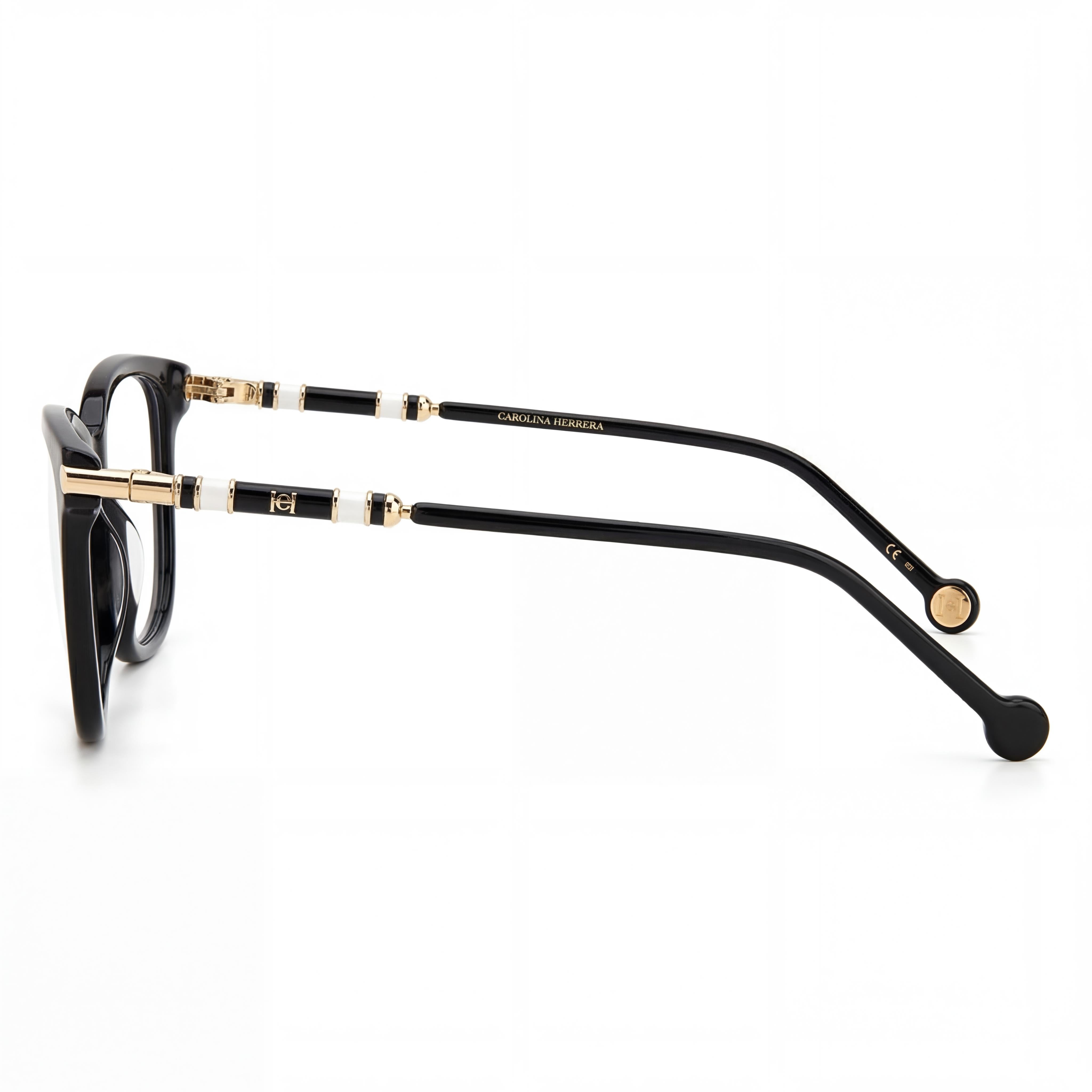 Gafas Carolina Herrera Modern Unisex de Acetato Negro con Ancho de Lente de 55 mm, Puente de 16 mm, Longitud de Patilla de 145 mm, Photo 2