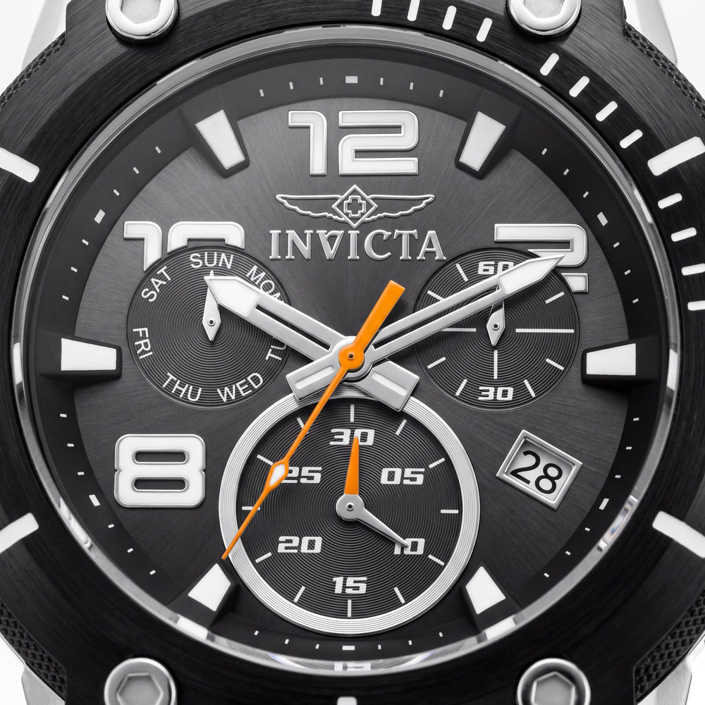 Invicta Speedway Chronograph para hombre, de acero inoxidable con esfera negra, movimiento de cuarzo, caja de 52 mm, resistente al agua 100 m