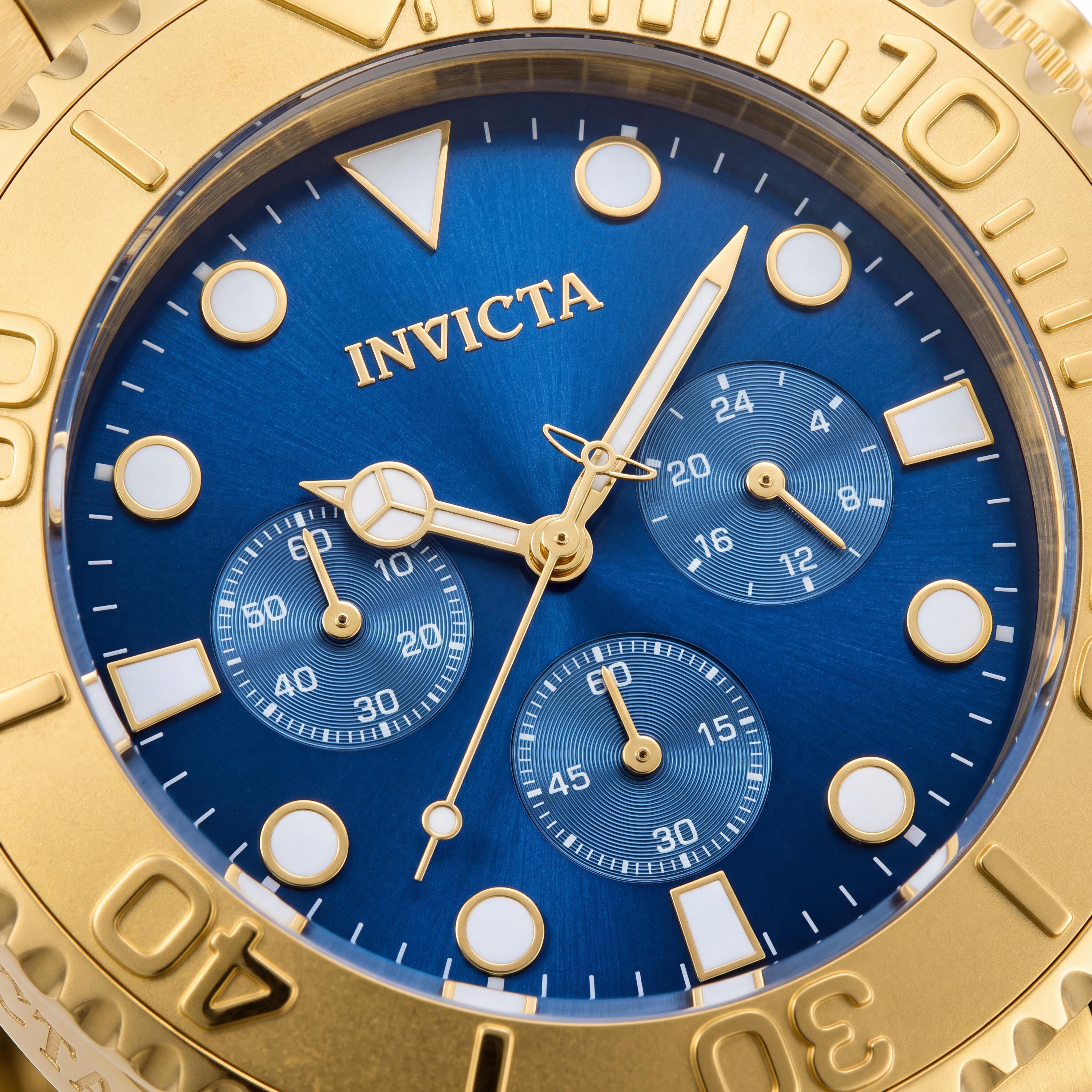 Invicta Pro Diver 36974 Unisex Quartz Chronograph Gold-tone Stainless Steel Watch with Blue Dial, 47mm, Photo 2