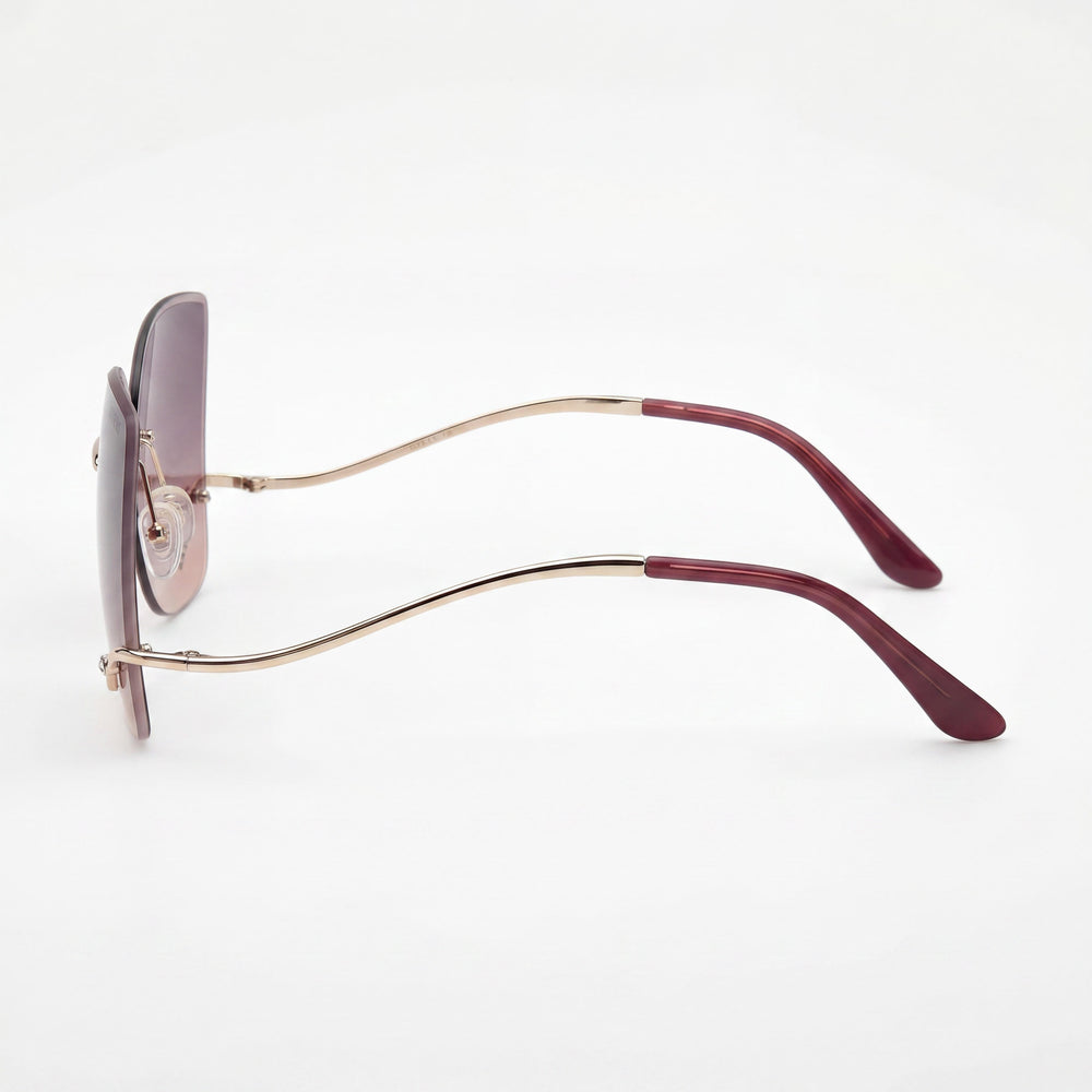 GUESS Raelynn Square Rimless Women's Gold Pink Frame Gradient Gold Mirror Purple Lens Sunglasses 60mm