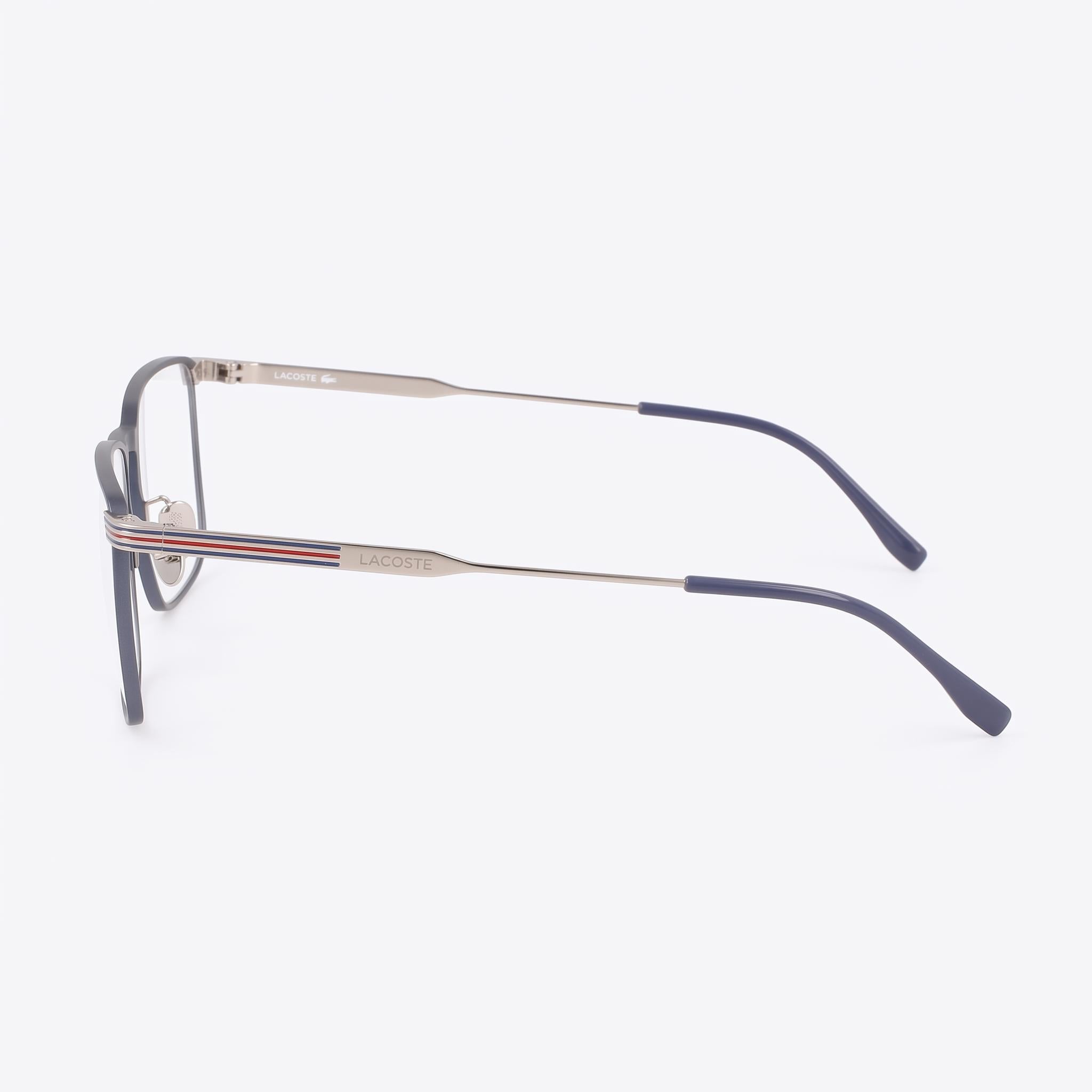 Montura de gafas Lacoste Casual para hombre, color azul semimate, con lentes de plástico transparente de 54 mm, Photo 3