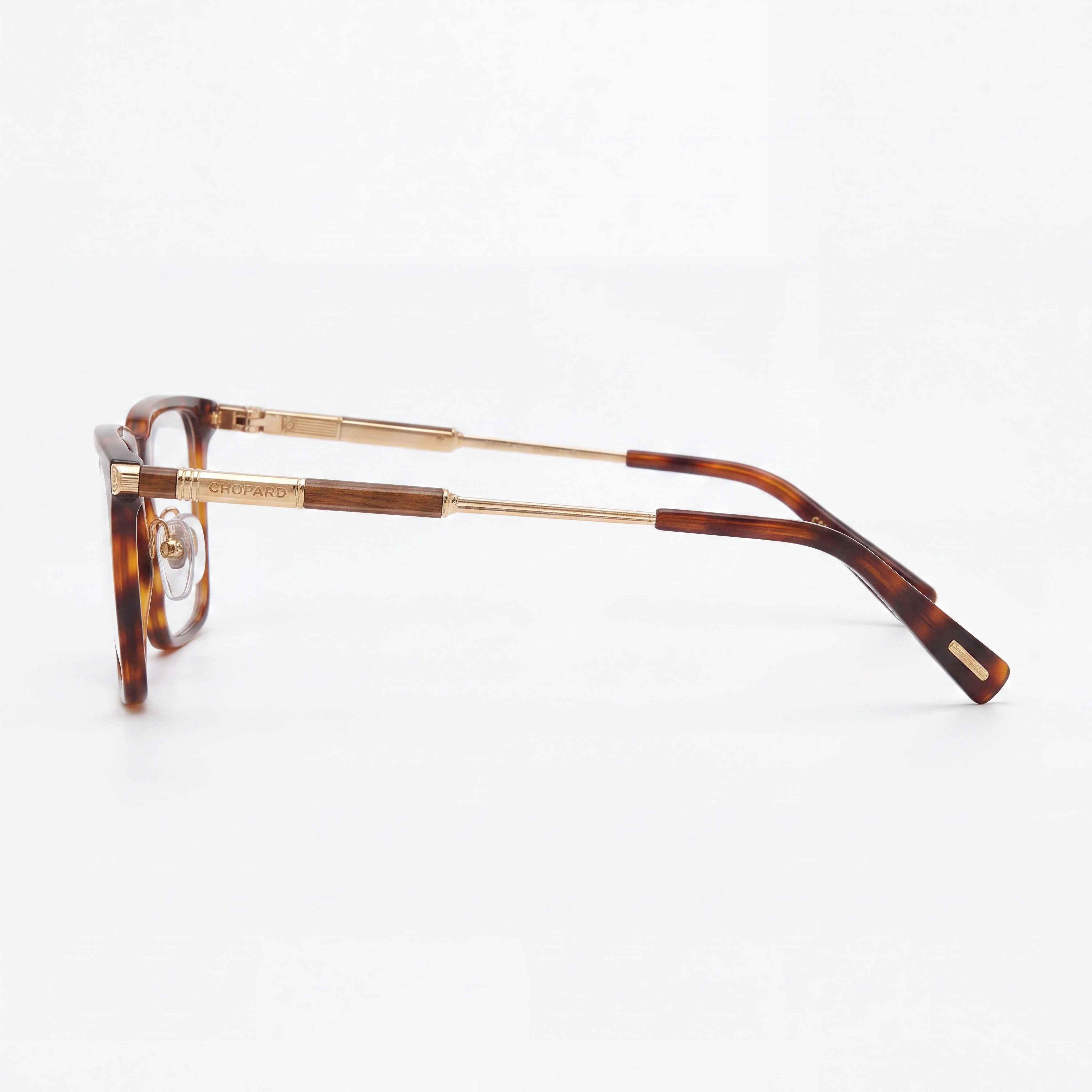 Chopard Modern Unisex Red Havana Acetate & Metal Full Rim Rectangle Clear Lens Eyeglasses 53mm, Photo 2
