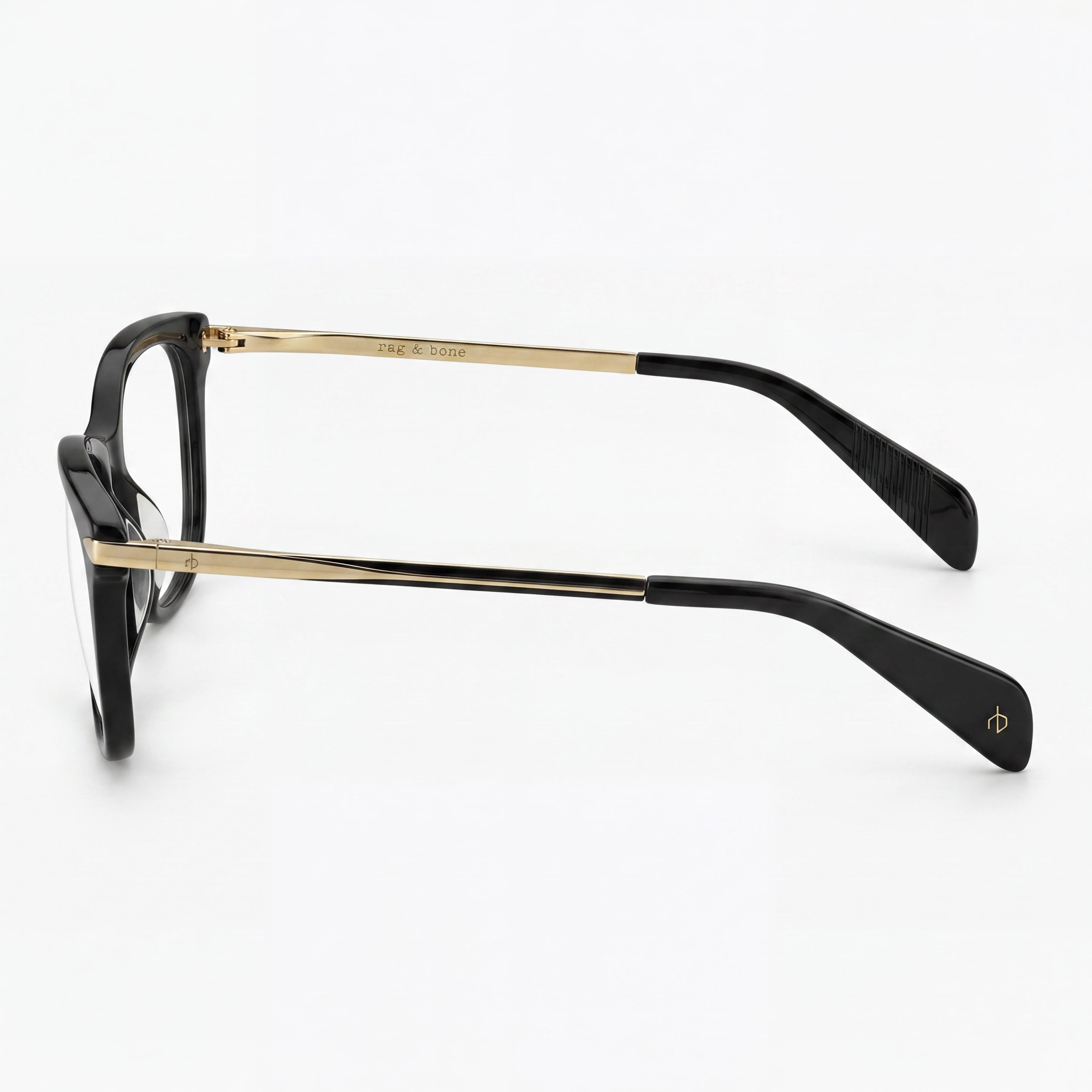 rag & bone Rnb 3006 Women’s Gold Metal Full Rim Rectangular Eyeglasses with Clear non- Polycarbonate Lenses 54-16, Photo 3