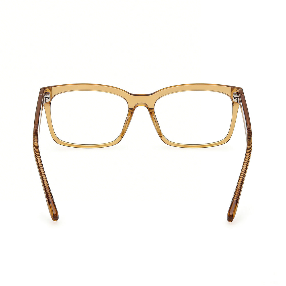 GUESS Gu50252 Men's Eyewear featuring a Shiny Dark Yellow Plastic Frame and Transparent Lenses, 55mm