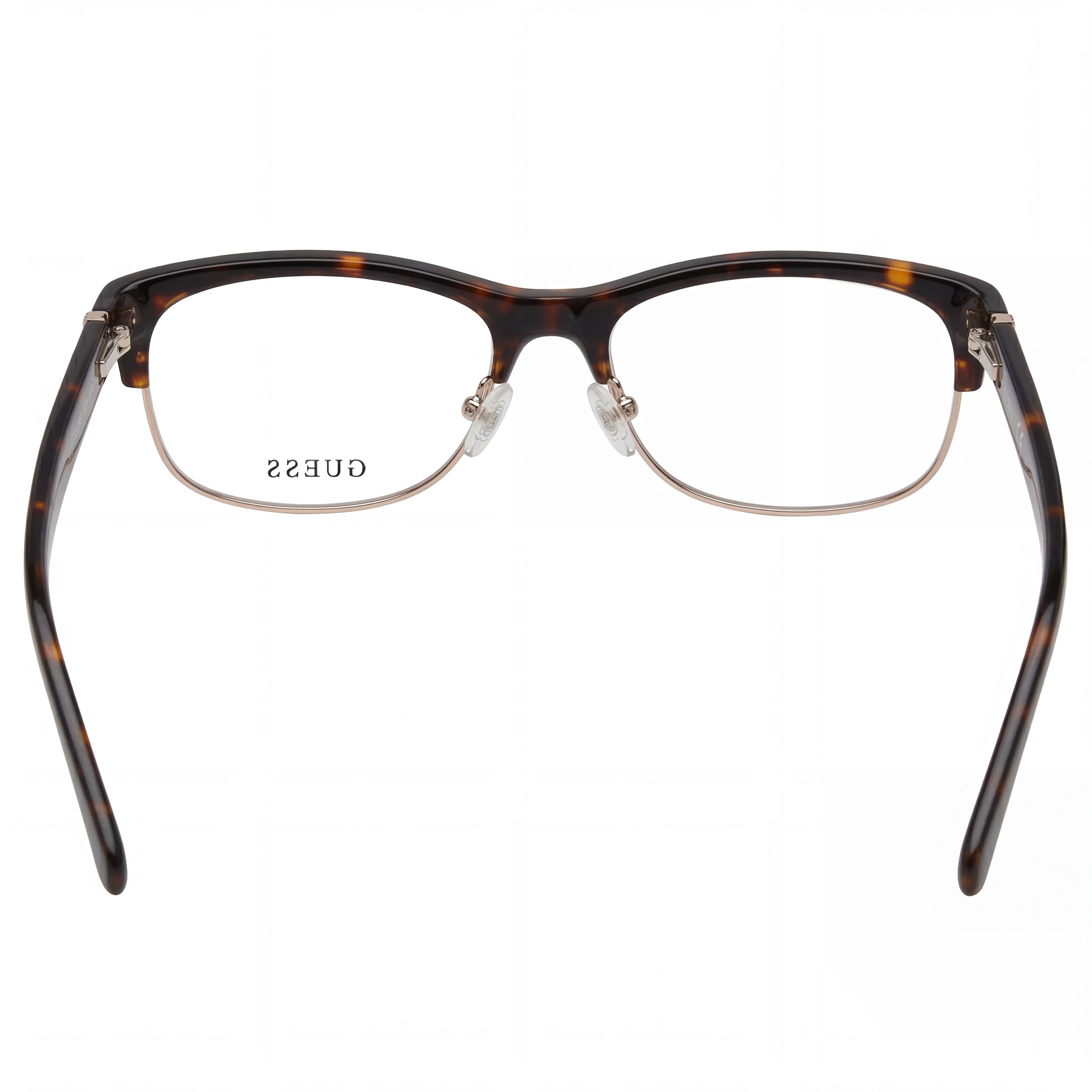 GUESS Women's Modern Full-Rim Square Eyeglasses Dark Havana Plastic Frame with Clear Plastic Lenses 55mm, Photo 2