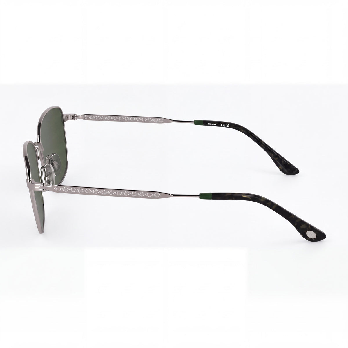 Gafas Lacoste Casual para mujer con montura metálica en color gris plomo, con lentes verdes y protección UV, 56 mm, Photo 3