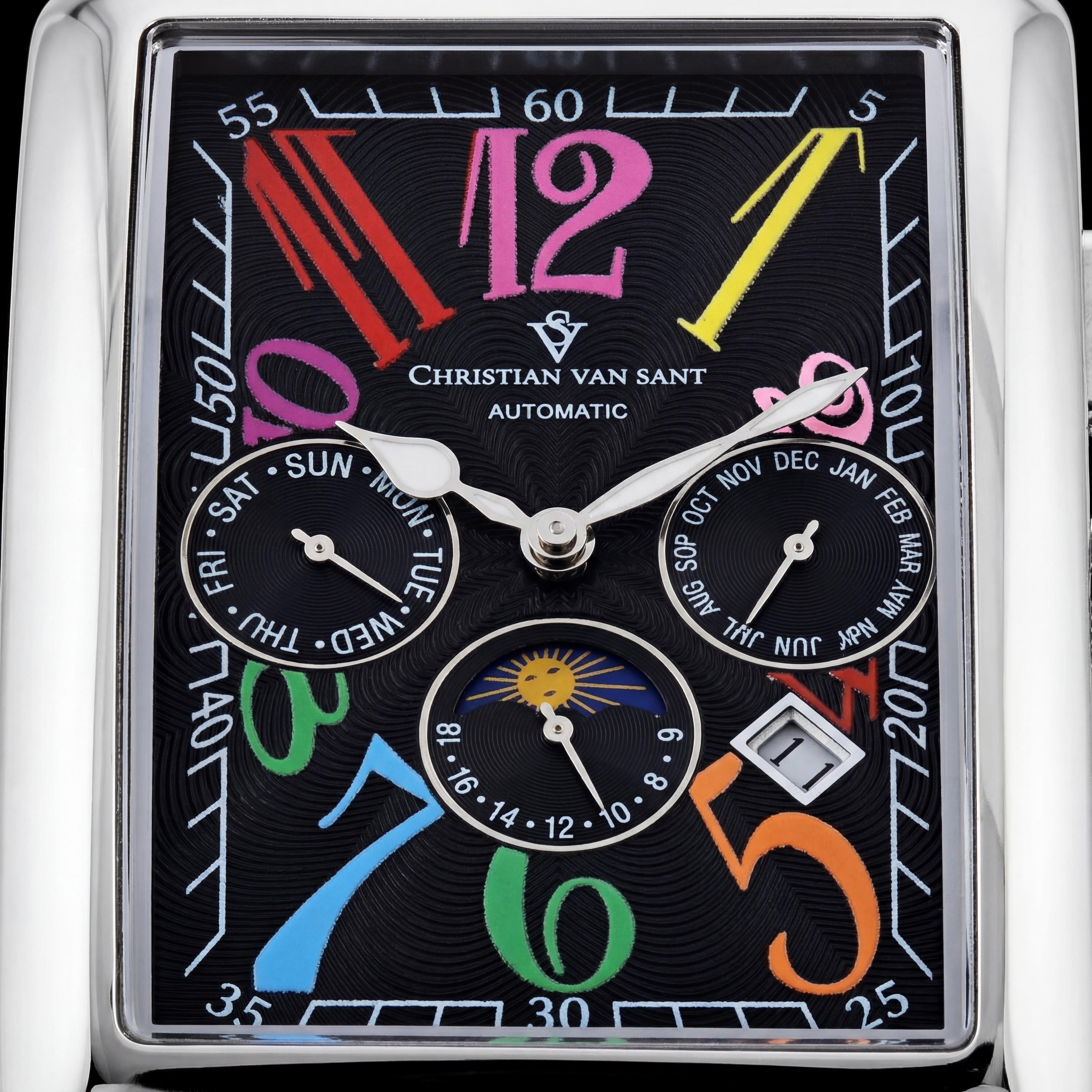 Christian Van Sant CV9132 Men's Prodigy Black Dial Automatic Multi-Function Date Moonphase Watch, Photo 2