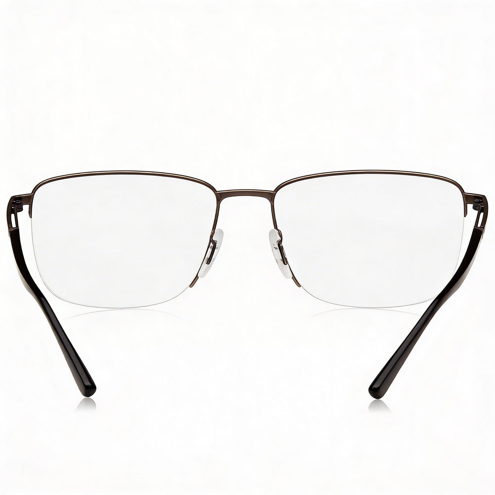 Gafas Porsche Modern para hombre con montura de titanio y combinación de colores marrón y negro, ancho de lente de 56 mm