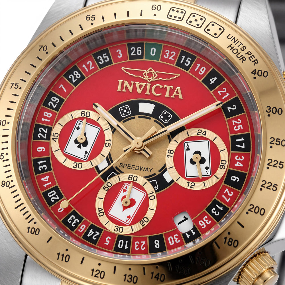 Invicta Speedway 50495 Unisex Stainless Steel Red Dial Quartz Watch 39mm 200M Water Resistant