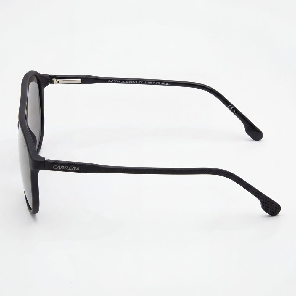 Carrera 257/S Unisex Propionate Frame Sunglasses, Black with Polarized Gray UV Protected Lenses, 60mm