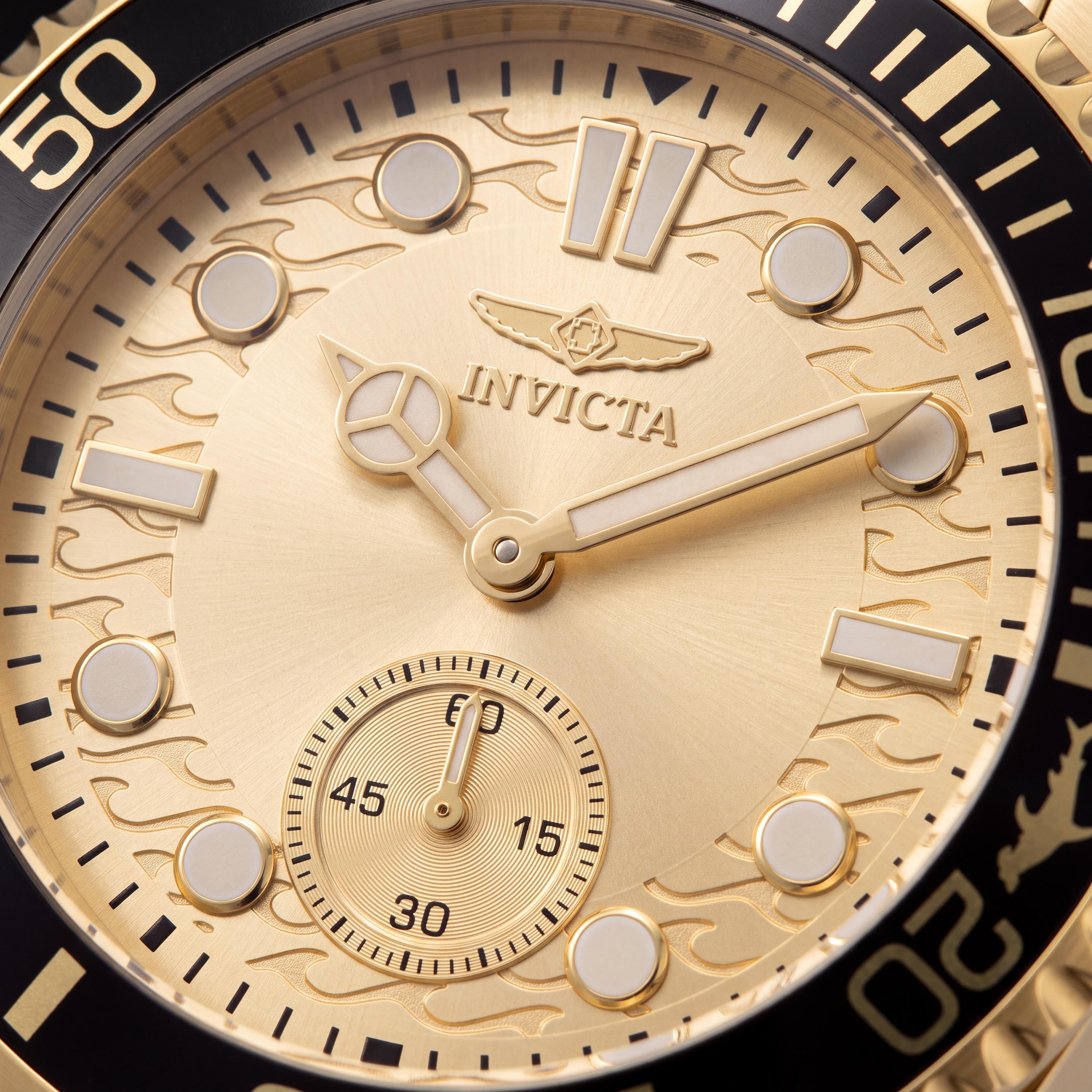 Invicta Pro Diver 49428 Reloj de cuarzo para hombre de acero inoxidable con esfera dorada, 43 mm, 10 ATM resistente al agua, Photo 2