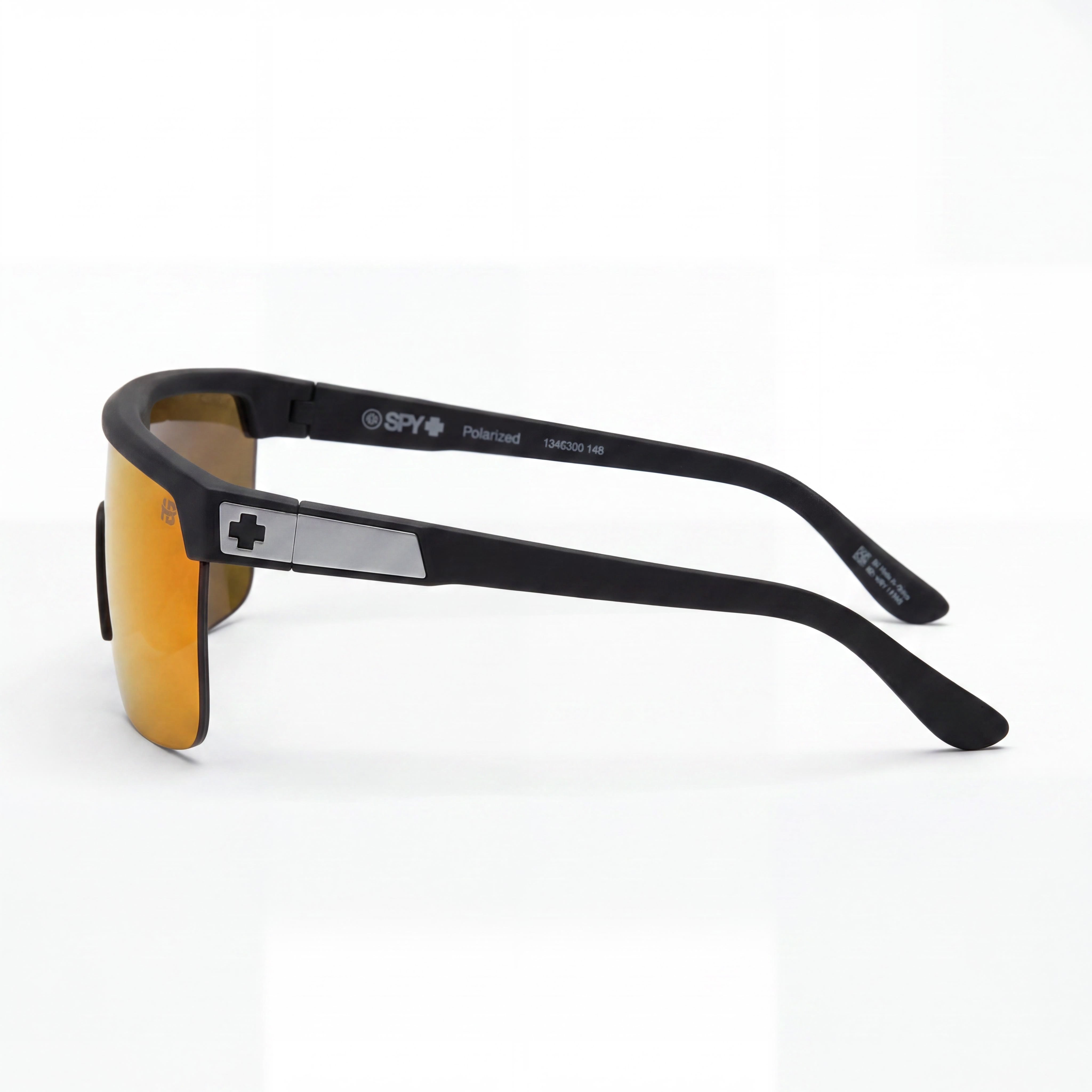 Gafas de sol Spy Flynn 5050 unisex con montura de plástico negro mate, lentes polarizadas con espejo naranja Happy Boost con protección UV, Photo 3