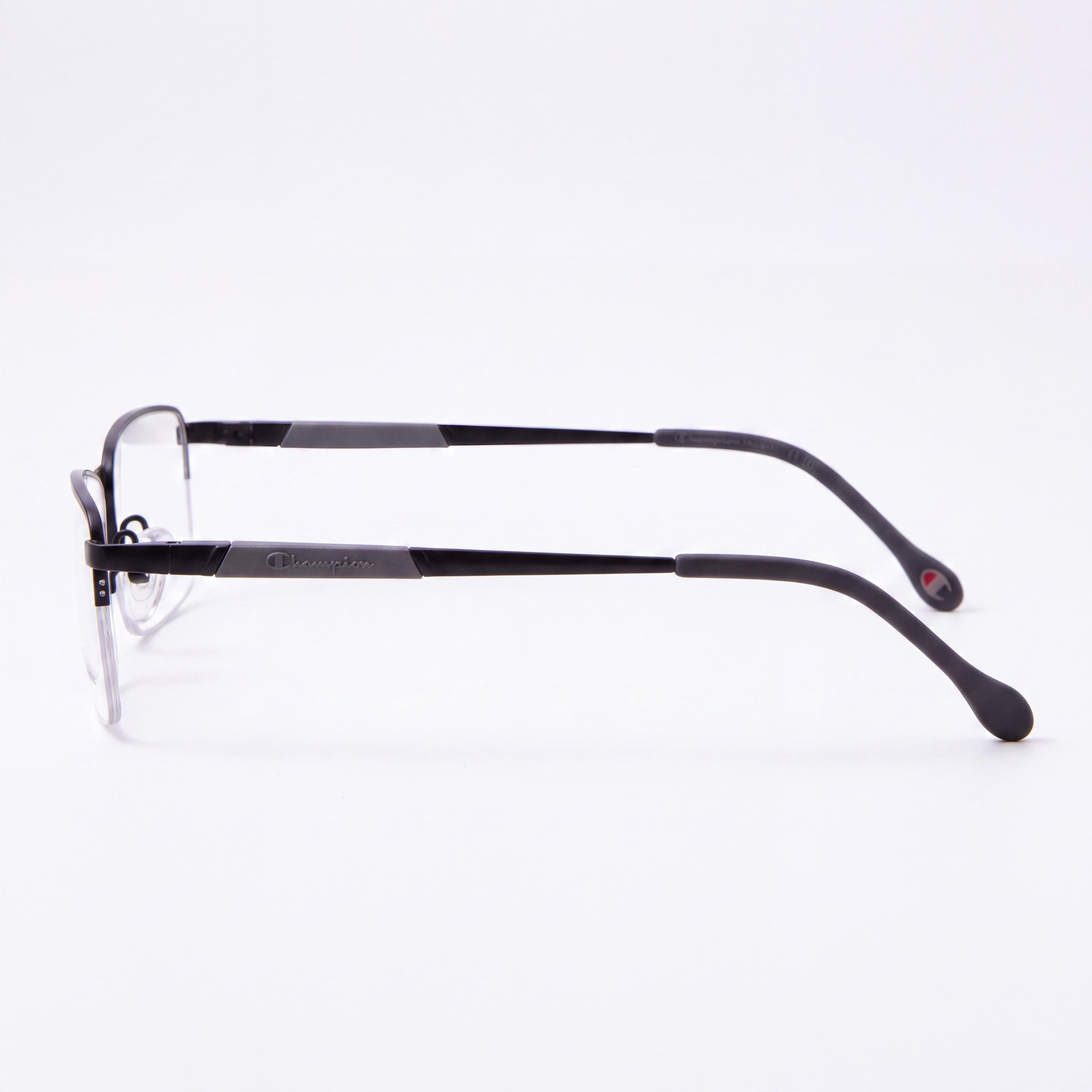 Champion 1016 Unisex Black Metal Rectangle Shape Frame Eyewear with Clear Polycarbonate Lenses 51mm, Photo 3
