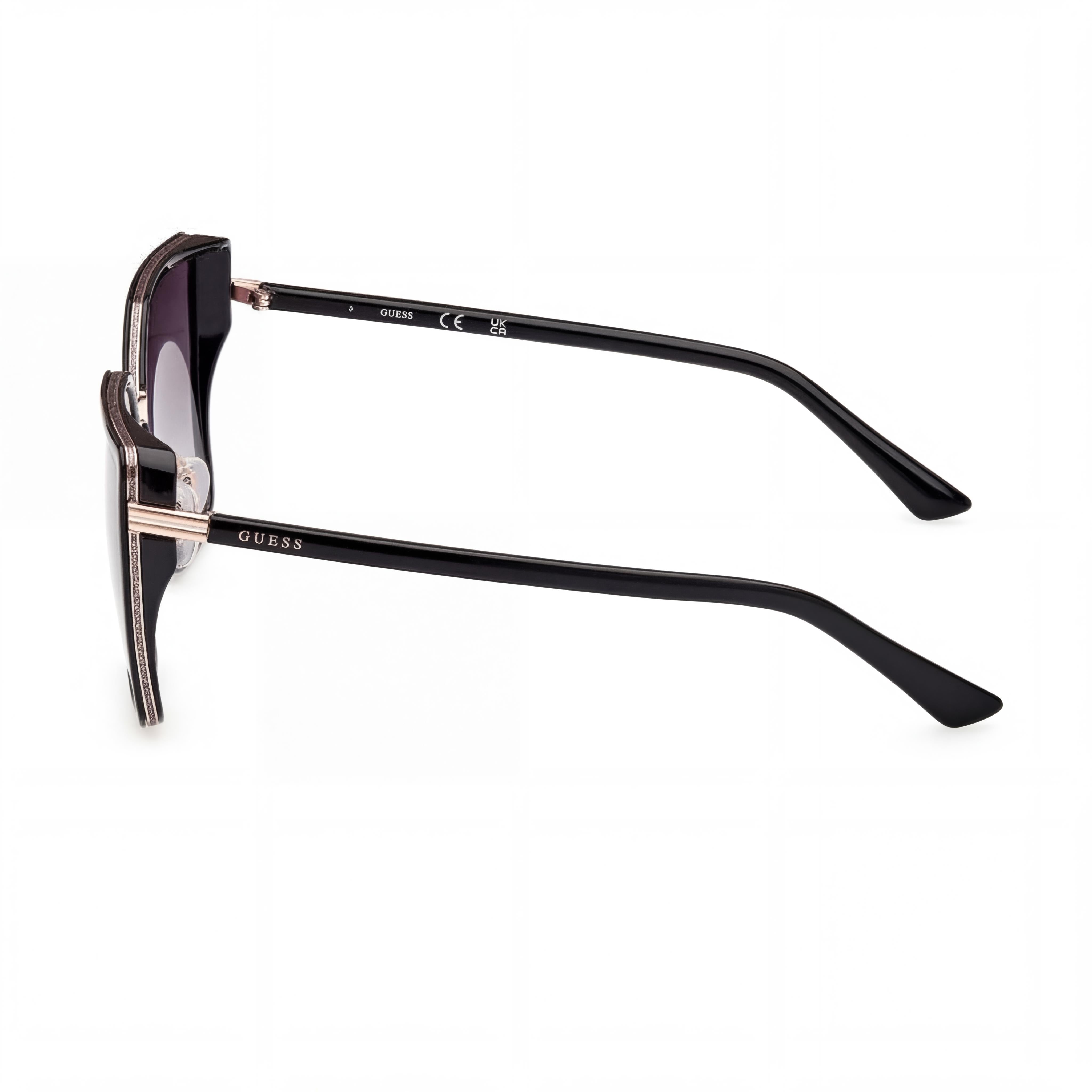 GUESS Casual Women's Glossy Black Smoke Gradient Plastic Frame UV Sunglasses with Shiny Black Gradient Smoke Lenses 59mm, Photo 3