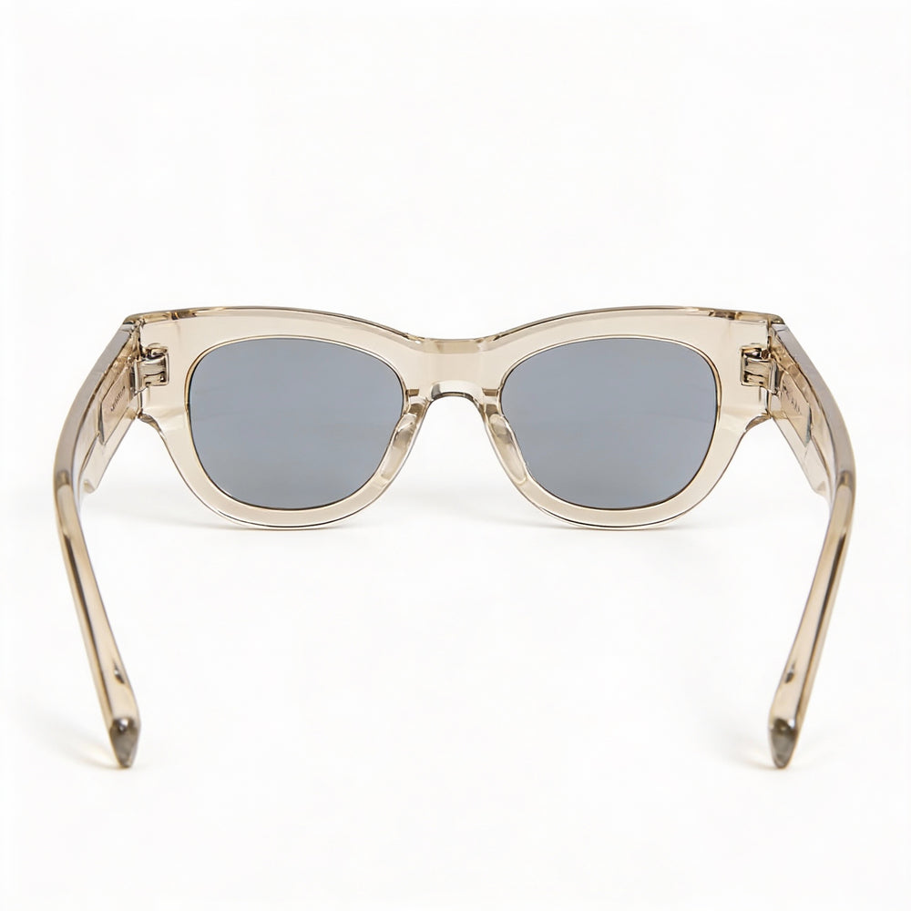 Gafas de sol Yves Saint Laurent SL 573 Cat Eye para mujer, montura de plástico beige y plateado, protección UV, 49 mm