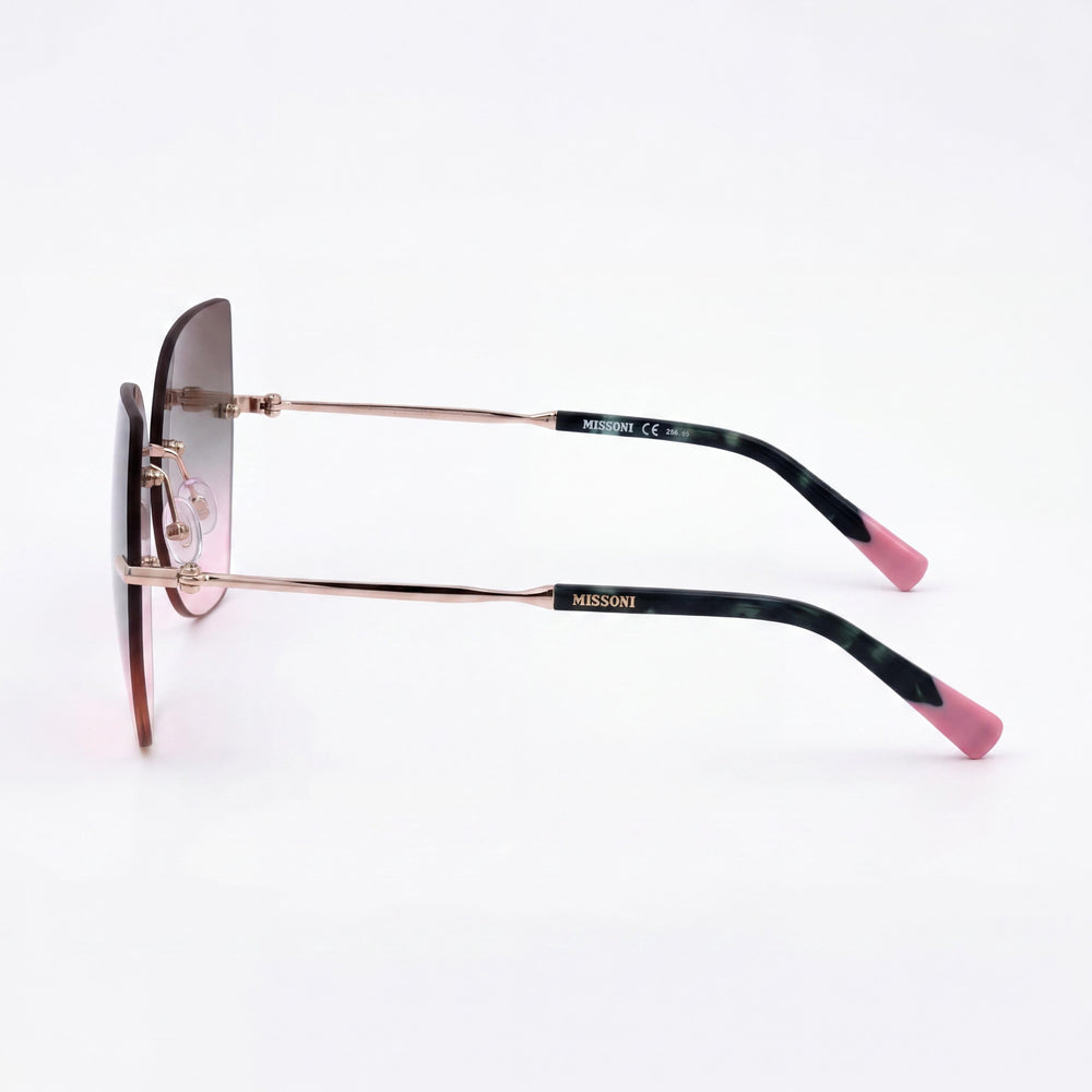 Gafas de sol Missoni Casual para mujer, de metal dorado, con protección UV y lentes de doble tono gris marrón de 60 mm