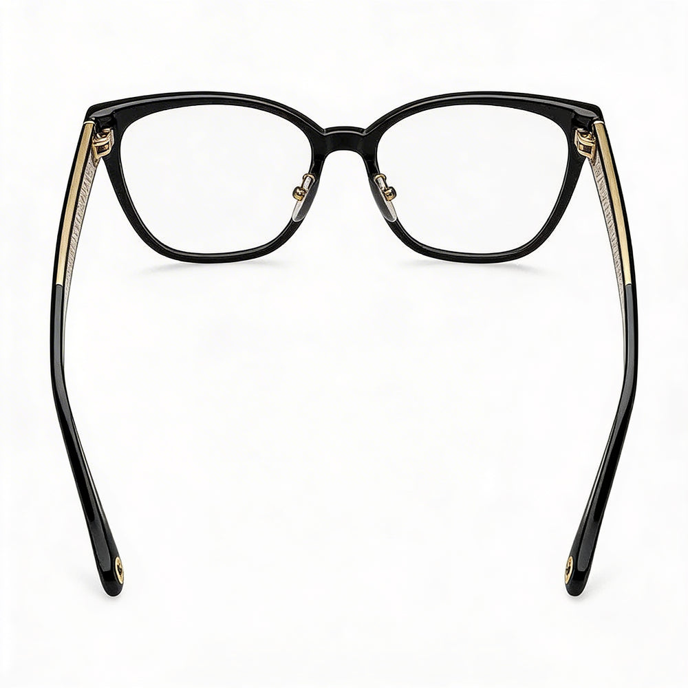 Tommy Hilfiger Modern Eyeglasses for Women - Black Acetate Full Rim Cat Eye Frame - 52-18-145mm