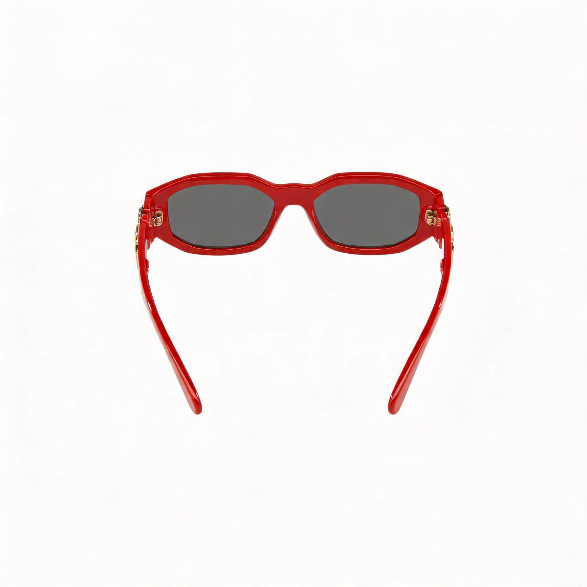 Versace Geometric Style Unisex Sunglasses with Red Grey Propionate Frame and Dark Grey Polycarbonate Lenses 53mm, Photo 3