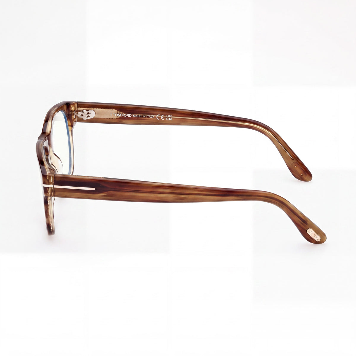 Gafas de bloqueo de luz azul cuadradas de acetato a rayas marrones unisex Tom Ford FT5898-B de 52 mm, Photo 3