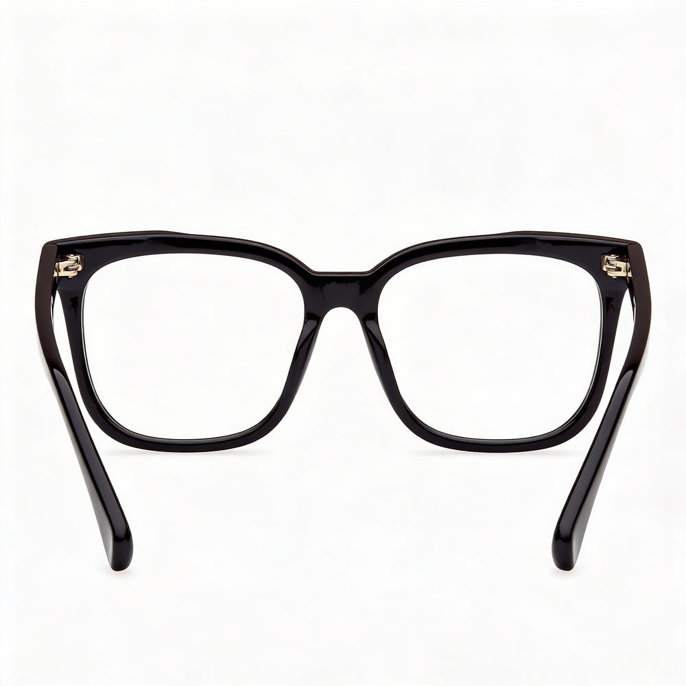 MaxMara Modern Women's Eyeglasses with Shiny Black Plastic Frame and Clear Lenses Size 51-16-140
