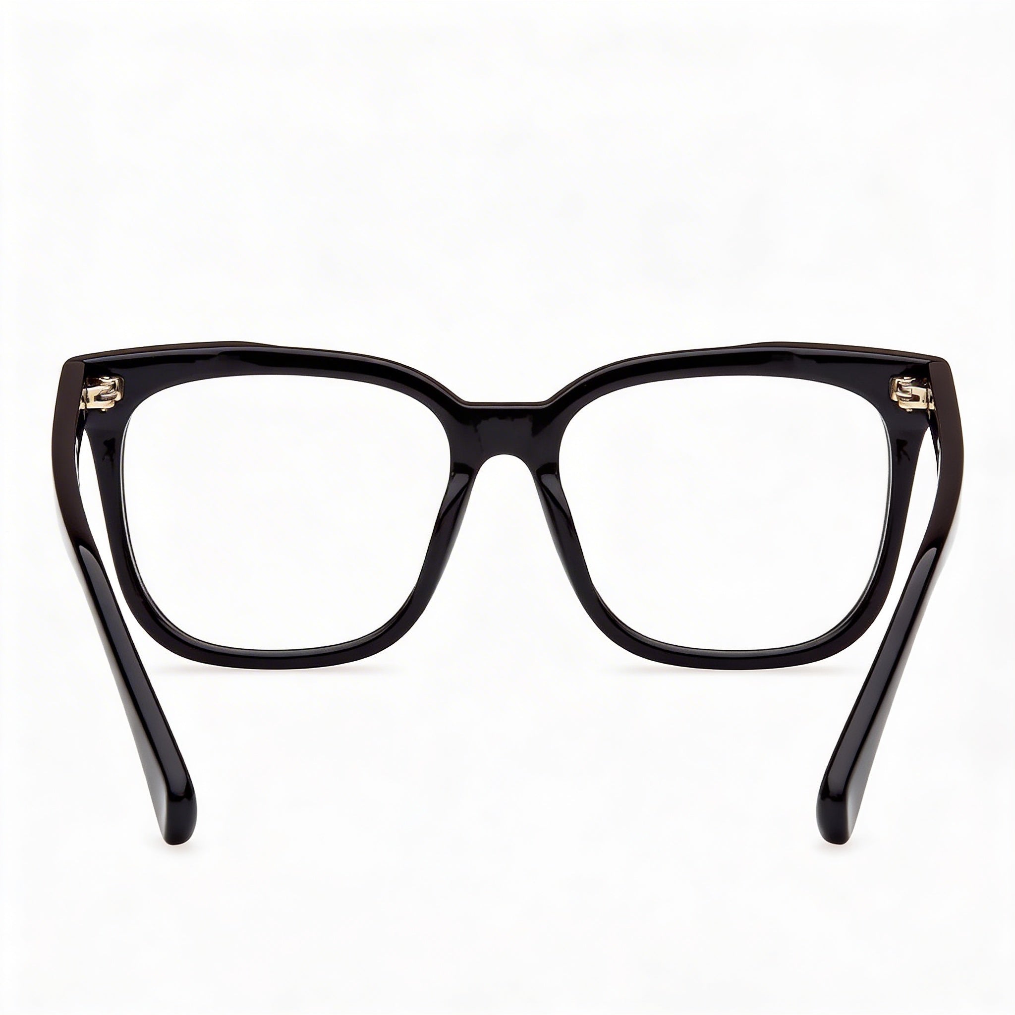 Gafas MaxMara modernas para mujer con montura de plástico negro brillante y lentes transparentes, talla 51-16-140, Photo 3