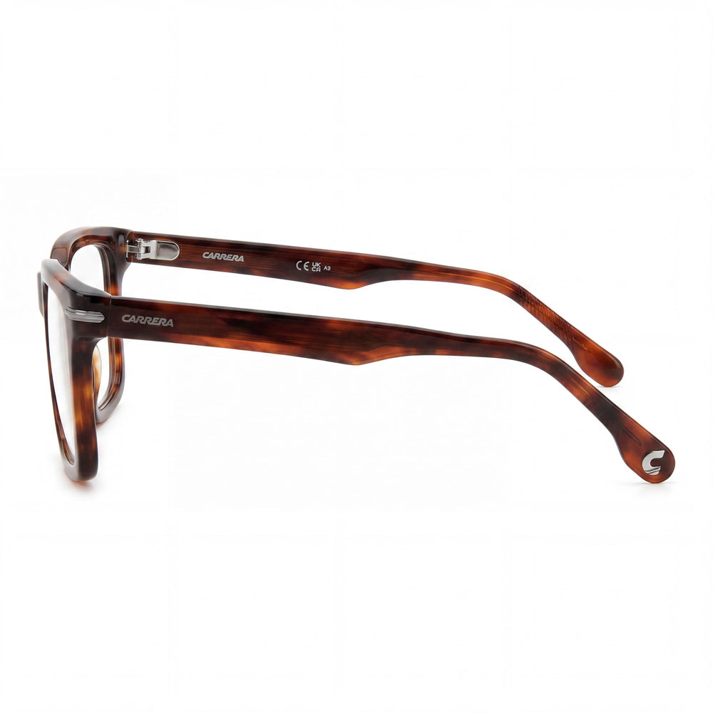 Gafas Carrera modernas unisex con montura de acetato en tono cuerno marrón, con una anchura de lente de 53 mm.