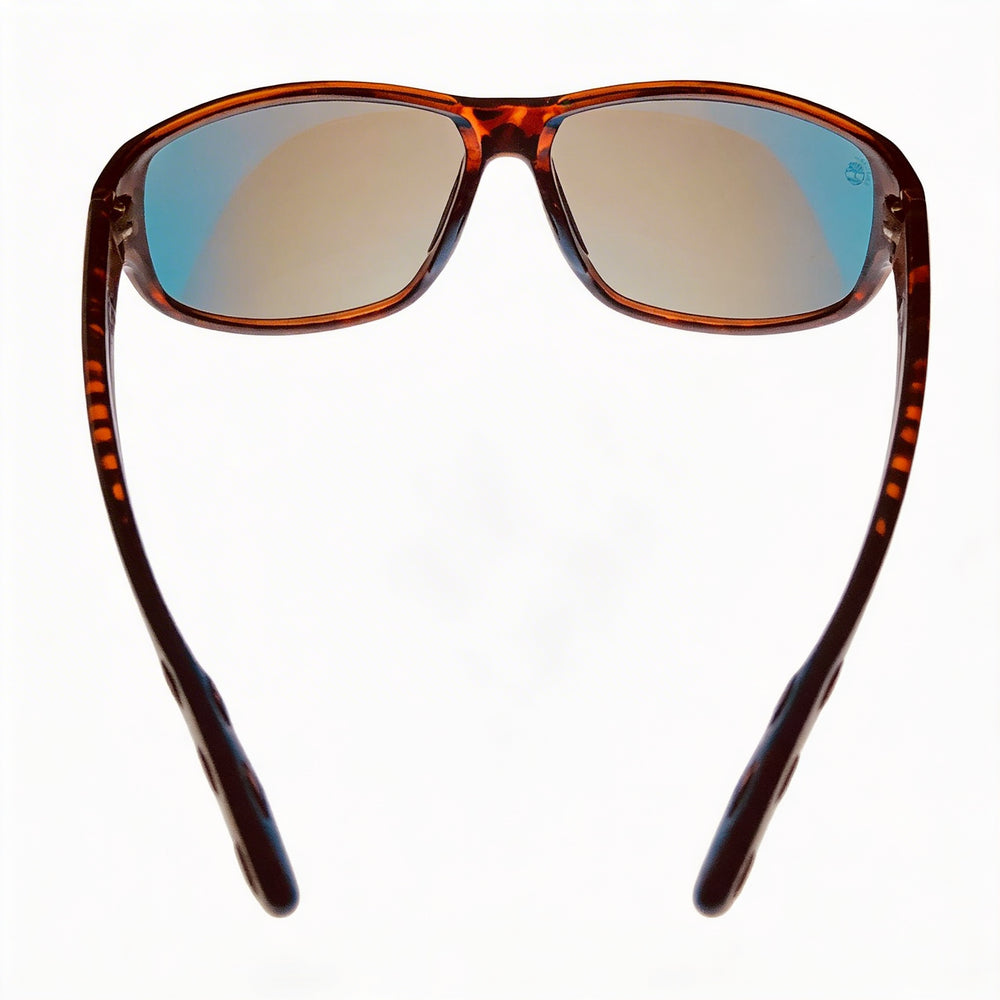 Timberland Men's Rectangle Wrap Plastic Frame & Lens Polarized UV Protection Sunglasses - Dark Havana Frame, Smoke Lens, 65mm