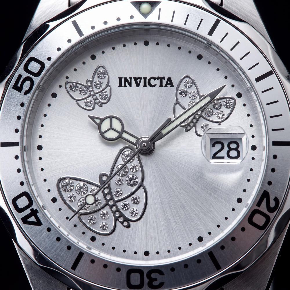 Invicta Angel 12503 Women's Stainless Steel Quartz Watch with Silver Dial, 200M Water Resistant, 38mm