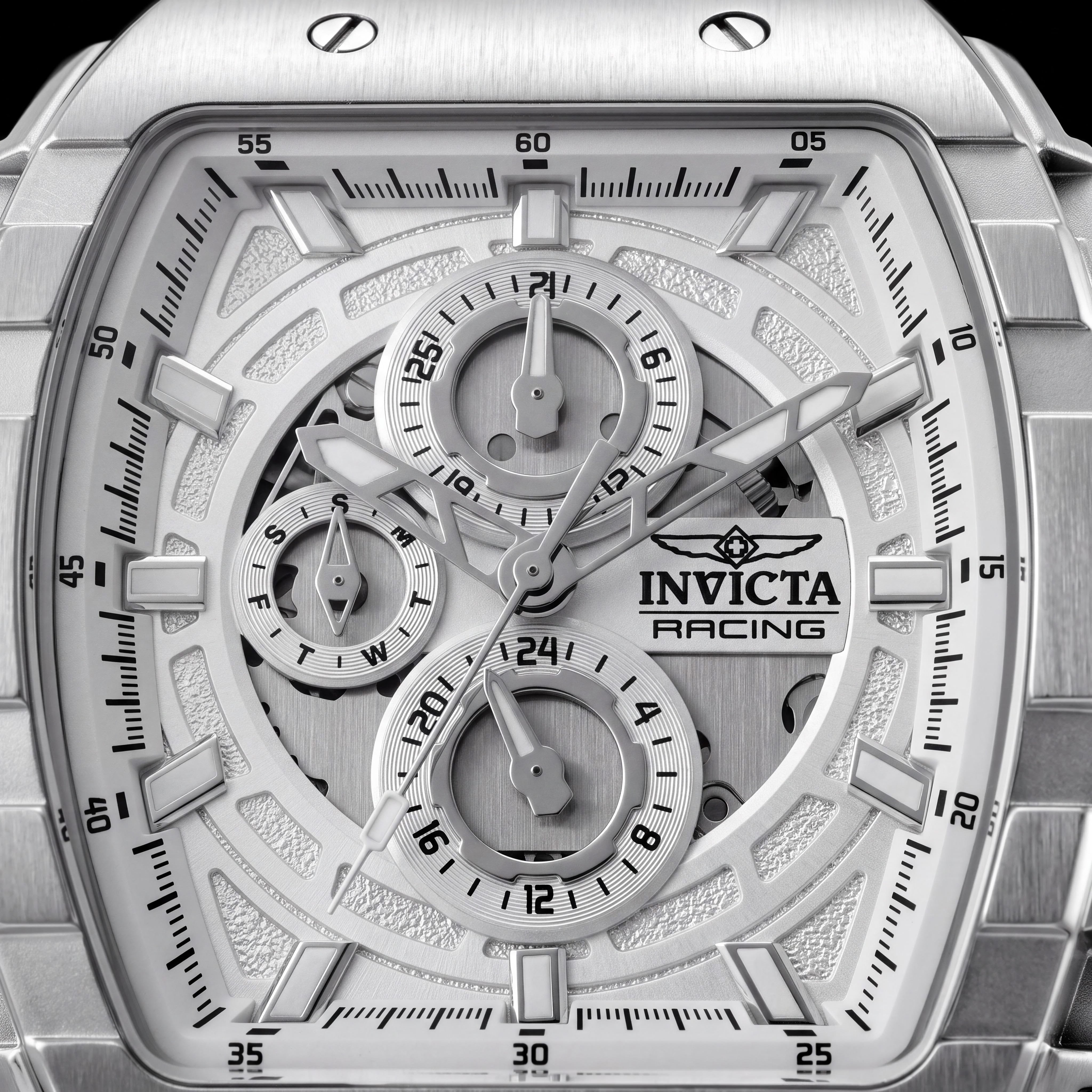 Invicta S1 Rally 50238 Reloj cronógrafo de cuarzo unisex con brazalete de acero inoxidable plateado 47 mm, Photo 2