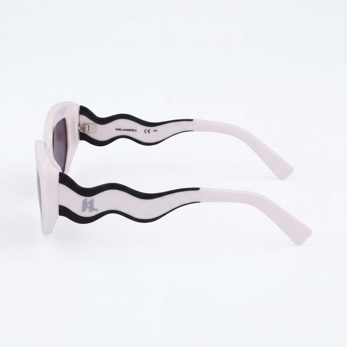 KARL LAGERFELD Kl6144s Women's Cat Eye Iniettato Sunglasses, Matte White, UV Protection, 50mm Lens, Photo 3