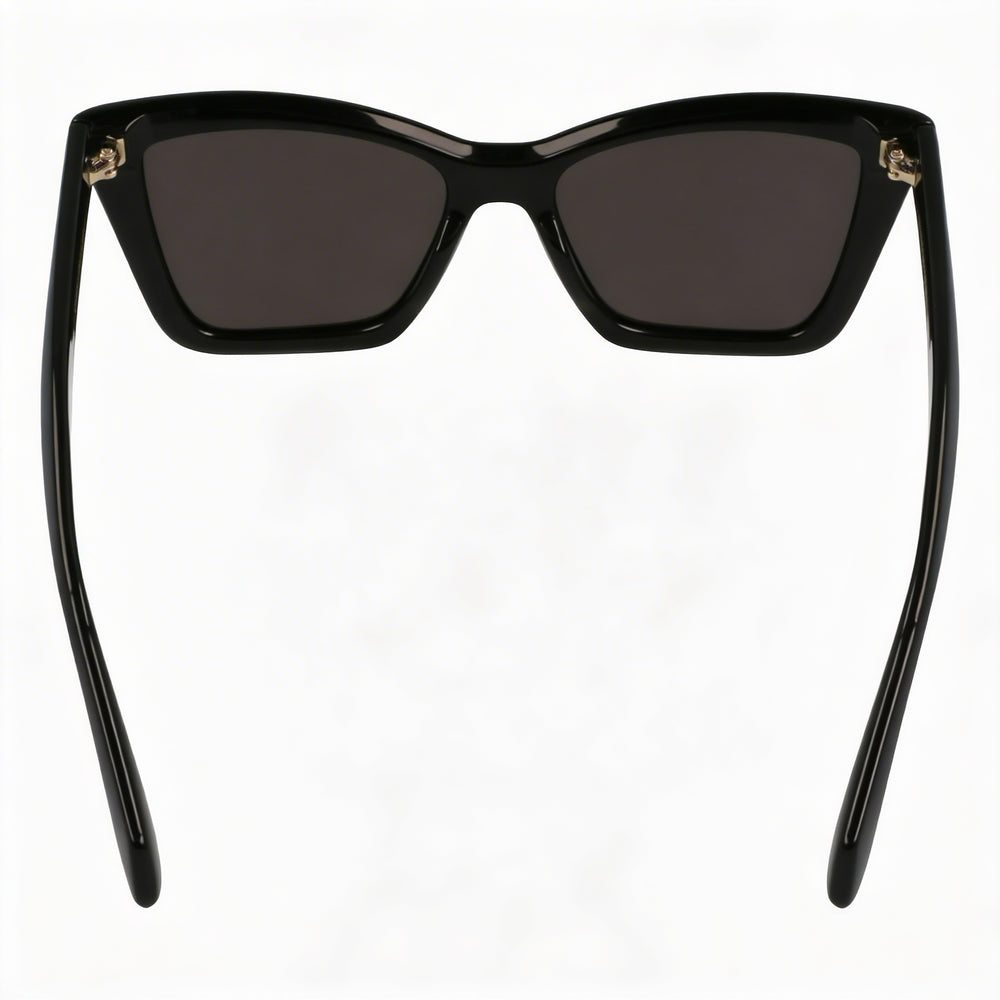 Gafas Ferragamo Sf2039se para mujer con montura de acetato negro y lentes de plástico gris macizo, tamaño 53 mm de ancho de lente