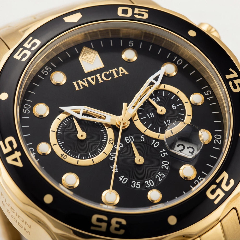 Reloj deportivo Invicta Diving Sport para hombre, de acero inoxidable dorado y negro, con cronógrafo luminoso, resistente al agua hasta 200 m, 48 mm