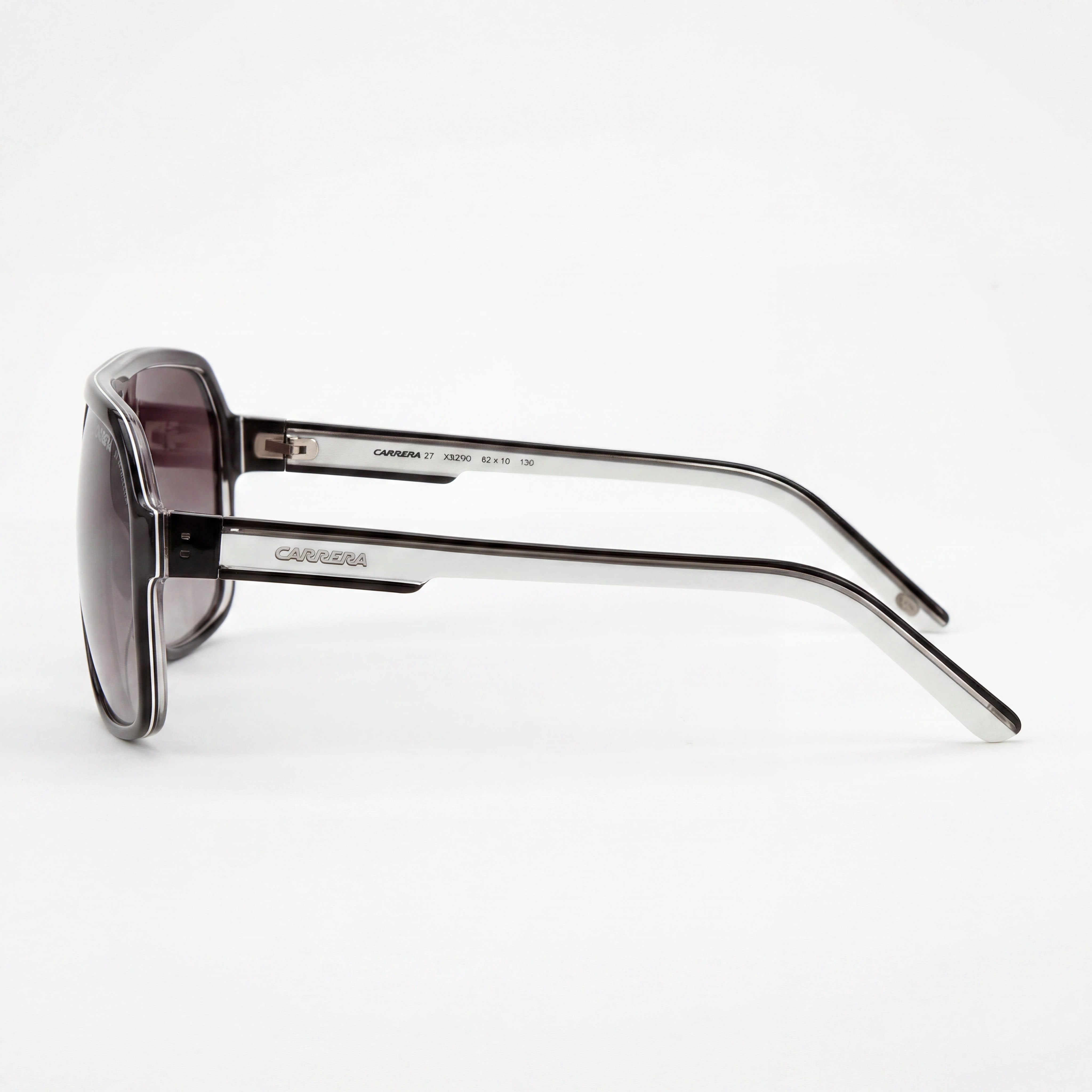 Carrera CARRERA 27 Men's Square Acetate Sunglasses Black Crystal White Grey Dark Grey Shaded Lenses 100% UV Protection 62mm, Photo 3