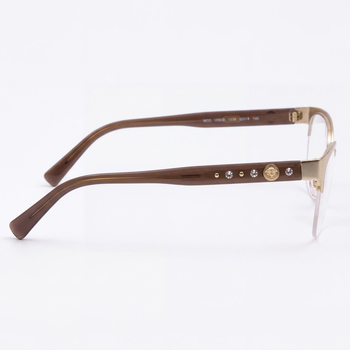 Versace VE1255B Unisex Round Gold Semi-Rimless Metal Optical Frames 52mm - Prescription Ready, Photo 2